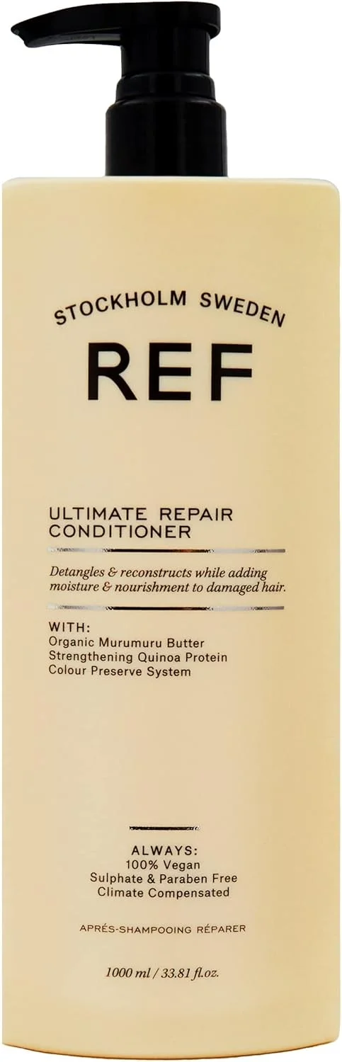 نرم کننده ترمیم کننده نهایی 1000 میلی لیتری رفرنس آف سوئد، حاوی عصاره های طبیعی که به طور ویژه برای محافظت، تقویت و بازسازی موهای خشک و آسیب دیده انتخاب شده اند. نرم کننده ترمیم کننده نهایی 1000 میلی لیتری رفرنس آف سوئد، حاوی عصاره های طبیعی که به طور ویژه برای محافظت، تقویت و بازسازی موهای خشک و آسیب دیده انتخاب شده اند.