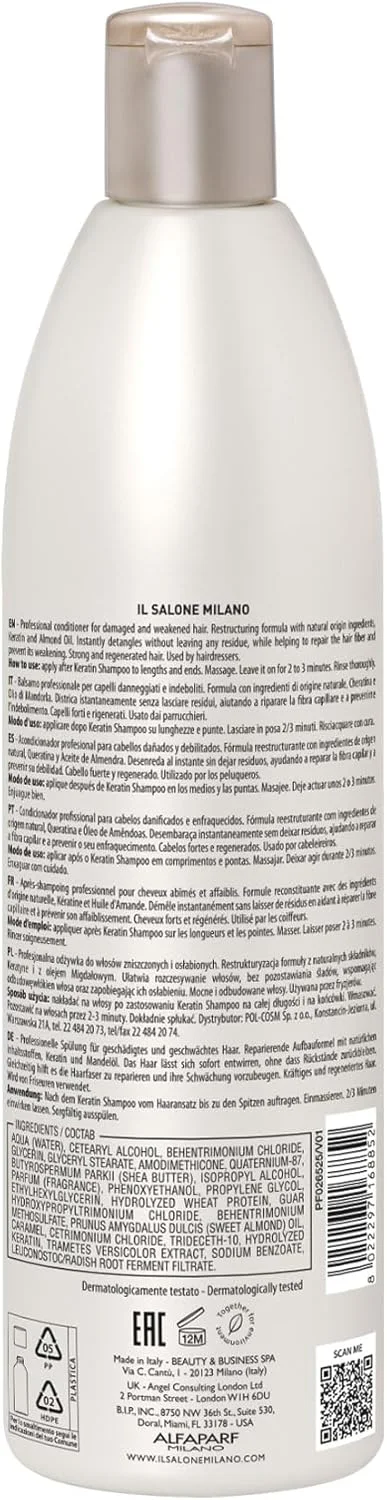 نرم کننده مو کراتین حرفه ای Il Salone Milano برای موهای آسیب دیده - ترمیم مو - درمان موهای آسیب دیده - کنترل وز - صاف کننده - بازسازی مو (500 میلی لیتر) نرم کننده مو کراتین حرفه ای Il Salone Milano برای موهای آسیب دیده - ترمیم مو - درمان موهای آسیب دیده - کنترل وز - صاف کننده - بازسازی مو (500 میلی لیتر)