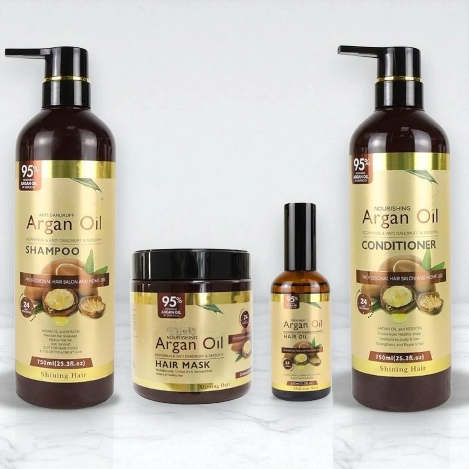 نرم کننده، شامپو، ماسک مو و سرم موی آرگان ترمیم کننده، ضد شوره و صاف کننده حرفه ای برای انواع مو (نرم کننده)