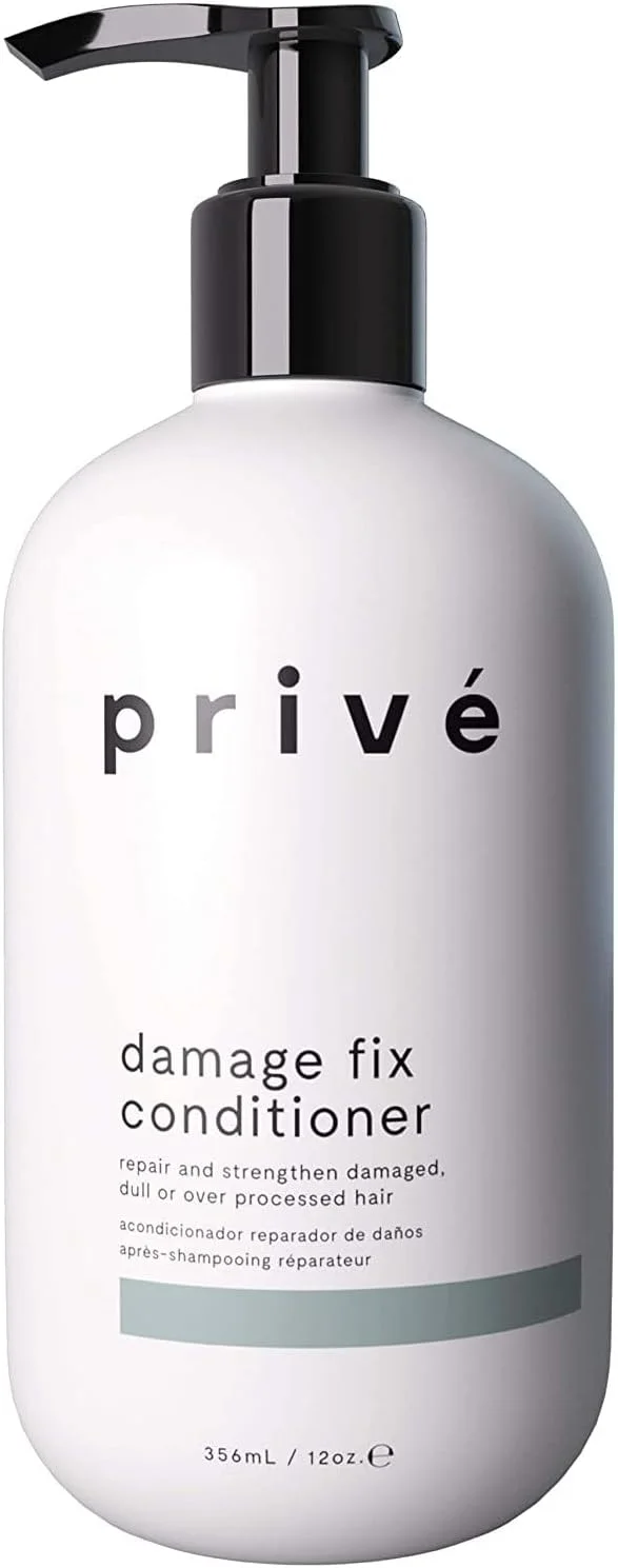 نرم کننده ترمیم کننده موهای آسیب دیده Prive، ترمیم و تقویت موهای آسیب دیده، کدر یا فرآوری شده از داخل - مواد طبیعی - نرم کننده موی وگان بدون تست حیوانی و ایمن برای رنگ مو برای موهای خشک (356 میلی لیتر)