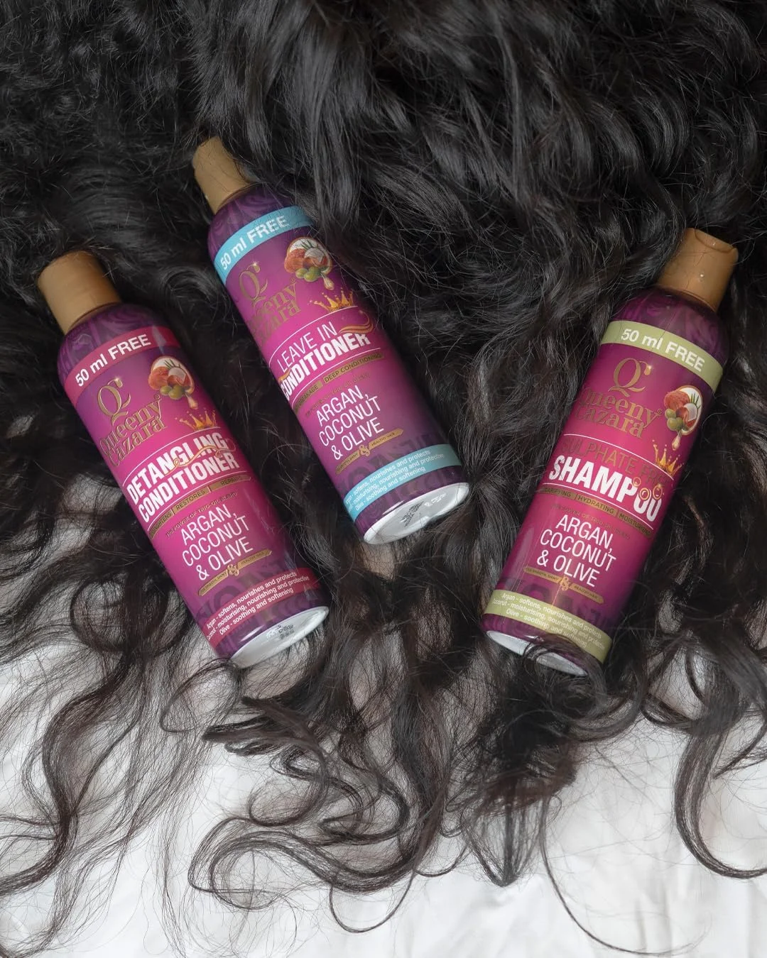 کوئینی کازرا - آرگان نارگیل و زیتون (ترکیب قدرت سه گانه) - نرم کننده مو بدون نیاز به آبکشی 250 میلی لیتر / 8.45 اونس (50 میلی لیتر رایگان) - برای موهای صاف، براق و سالم.