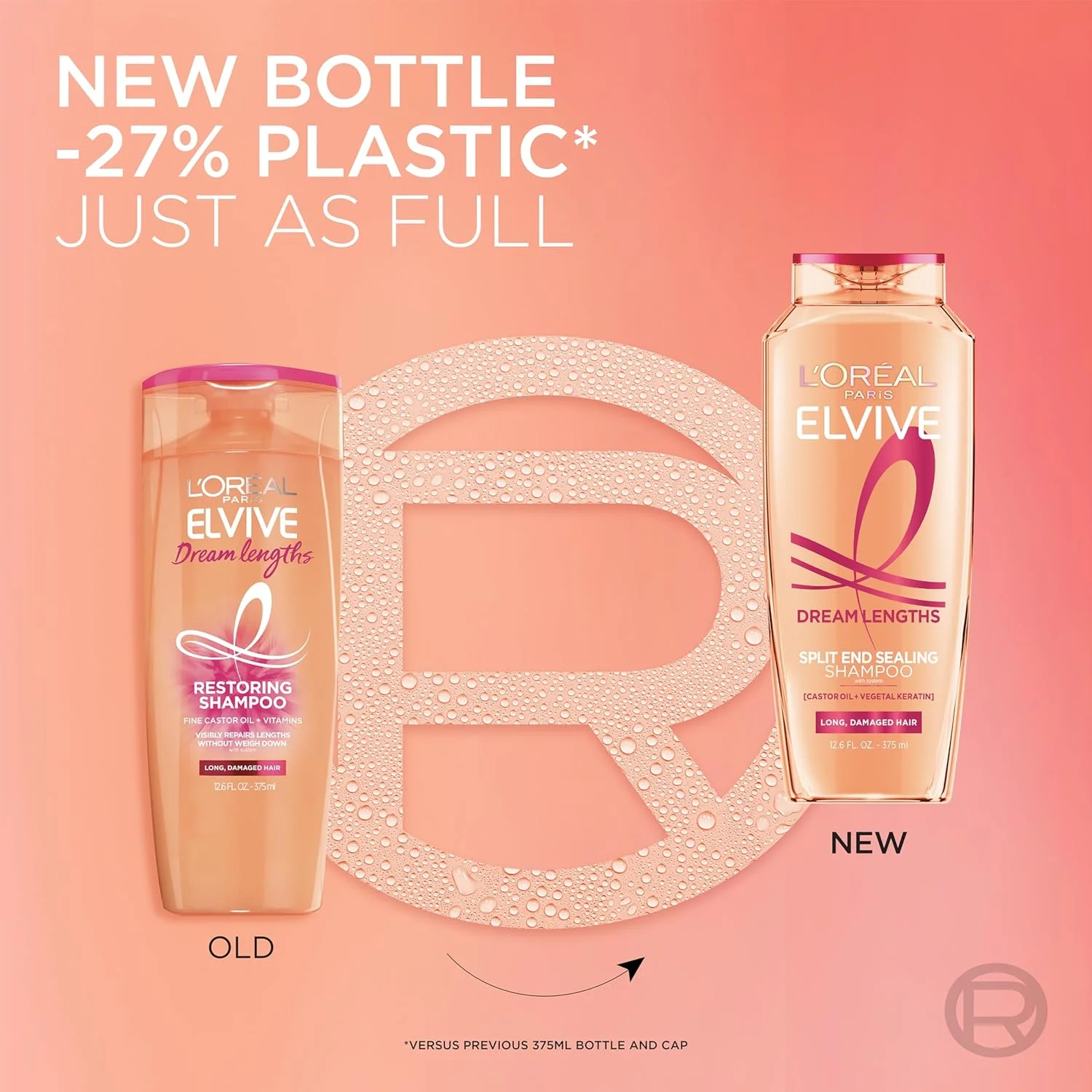 شامپو ترمیم کننده موهای بلند لورآل پاریس Elvive Dream Lengths حاوی روغن کرچک و ویتامین های B3 و B5 برای موهای بلند و آسیب دیده، به طور مشهود آسیب را بدون سنگین کردن مو ترمیم می کند، 375 میلی لیتر شامپو ترمیم کننده موهای بلند لورآل پاریس Elvive Dream Lengths حاوی روغن کرچک و ویتامین های B3 و B5 برای موهای بلند و آسیب دیده، به طور مشهود آسیب را بدون سنگین کردن مو ترمیم می کند، 375 میلی لیتر