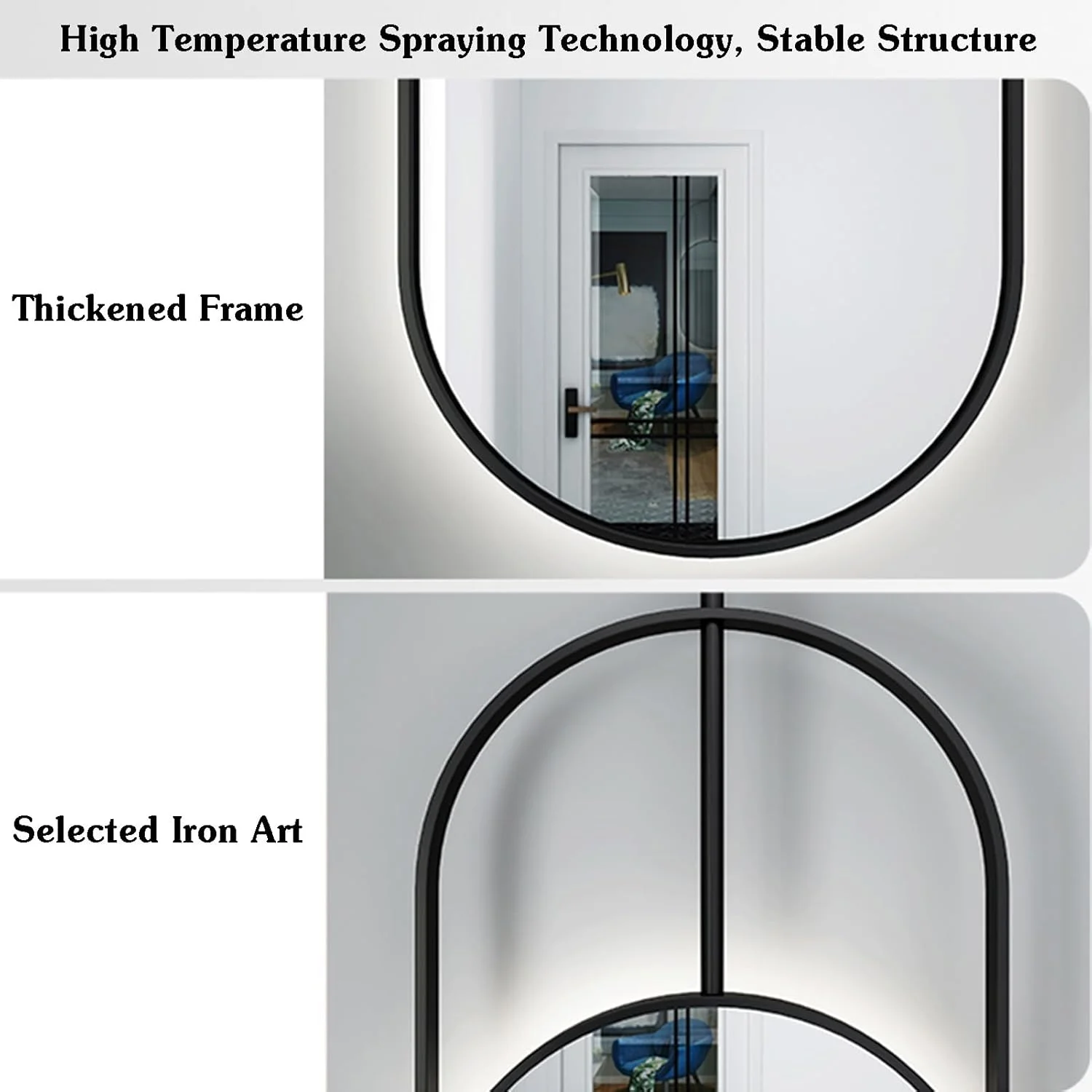 آینه معلق سقفی XLTFUC با قاب فلزی، آینه روشویی بزرگ حمام، آینه دیواری بزرگ حمام برای نصب روی سقف بالای سینک (رنگ 1، 60x80 سانتی متر)