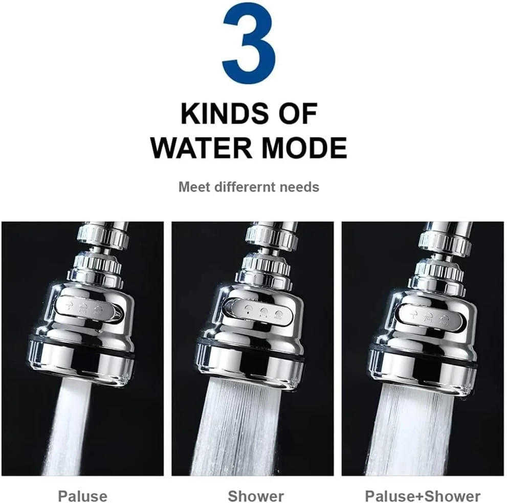 سردوش متحرک شیر آشپزخانه، بسته 2 عددی - جایگزین سر شیر آب با قابلیت چرخش 360 درجه برای حمام، نازل شیر آب ضد پاشش با 3 حالت، سازگار با اتصالات رزوه ای 15-25 میلی متر سردوش متحرک شیر آشپزخانه، بسته 2 عددی - جایگزین سر شیر آب با قابلیت چرخش 360 درجه برای حمام، نازل شیر آب ضد پاشش با 3 حالت، سازگار با اتصالات رزوه ای 15-25 میلی متر