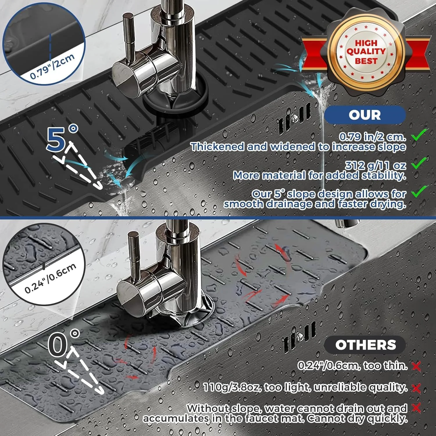 پد سینی چکه گیر دسته شیر سیلیکونی با جای صابون و اسفنج، محافظ پاشش سینک ظرفشویی، زیرانداز خشک کن برای لوازم جانبی پیشخوان و حمام پد سینی چکه گیر دسته شیر سیلیکونی با جای صابون و اسفنج، محافظ پاشش سینک ظرفشویی، زیرانداز خشک کن برای لوازم جانبی پیشخوان و حمام
