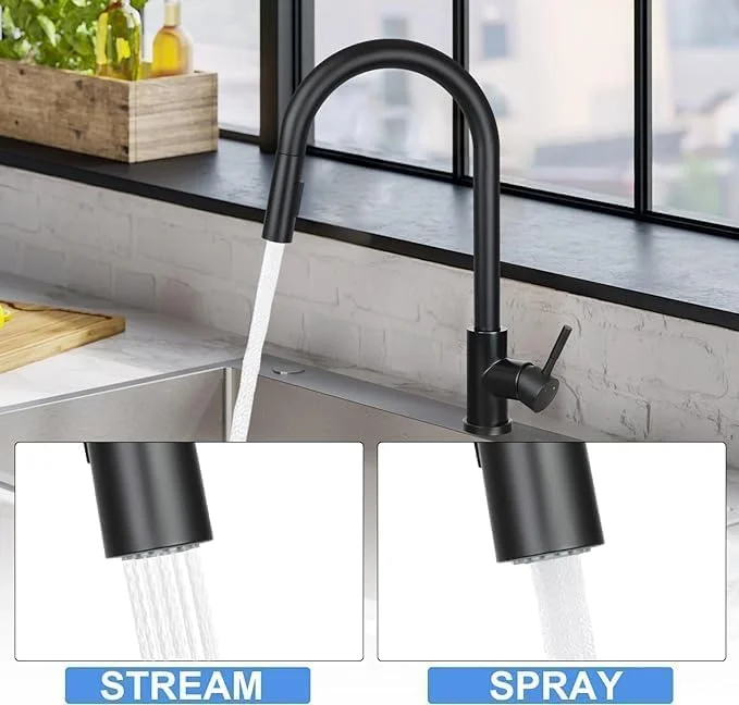 شیر آشپزخانه Clines، شیر آب آشپزخانه چرخان 360 درجه، شیر آب سینک آشپزخانه با قابلیت بیرون کشیدن، شیر مخلوط کن نصب شده روی عرشه، اسپری کننده جریان، شیرهای آشپزخانه تک اهرمی با اسپری کننده حباب دار 2 حالته، شیرهای آب گرم و سرد (مشکی) شیر آشپزخانه Clines، شیر آب آشپزخانه چرخان 360 درجه، شیر آب سینک آشپزخانه با قابلیت بیرون کشیدن، شیر مخلوط کن نصب شده روی عرشه، اسپری کننده جریان، شیرهای آشپزخانه تک اهرمی با اسپری کننده حباب دار 2 حالته، شیرهای آب گرم و سرد (مشکی)