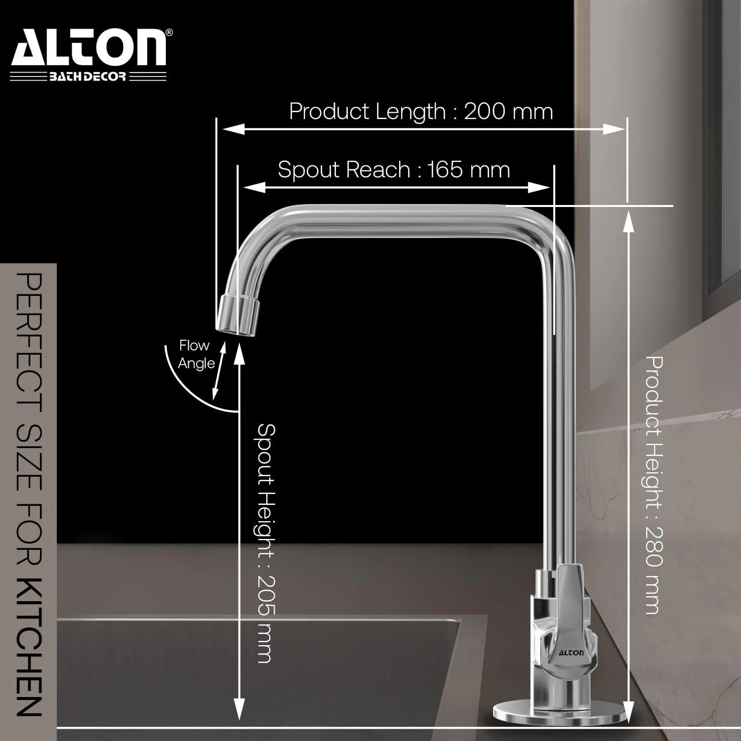 ALTON QBA9055-UM، شیر گردن غازی با خروجی چرخان 360 درجه | شیر سینک ظرفشویی | شیر آشپزخانه | شیر برای سینک ظرفشویی | شیرآلات | شیر روشویی | شیر پایه دار