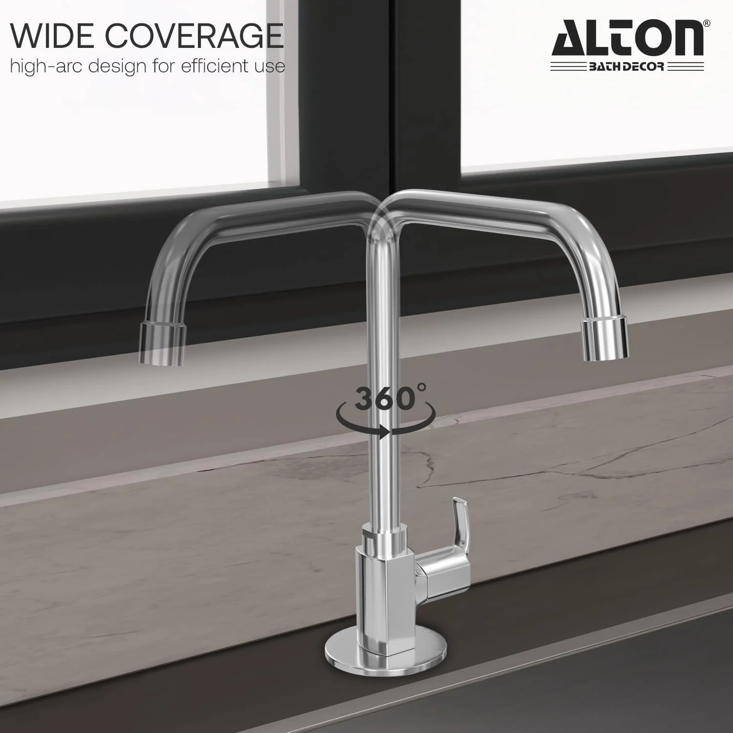 ALTON QBA9055-UM، شیر گردن غازی با خروجی چرخان 360 درجه | شیر سینک ظرفشویی | شیر آشپزخانه | شیر برای سینک ظرفشویی | شیرآلات | شیر روشویی | شیر پایه دار