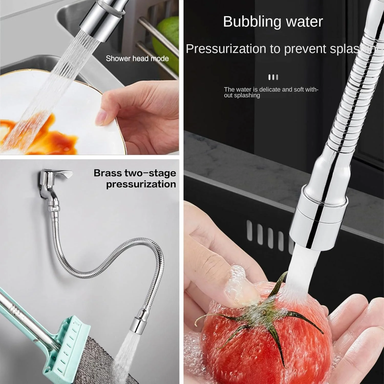 افزایش دهنده شیر آب آشپزخانه با چرخش 360 درجه، مناسب سینک ظرفشویی و حمام، دارای دو حالت صرفه جویی در آب، 1 عدد، طول 30 سانتی متر افزایش دهنده شیر آب آشپزخانه با چرخش 360 درجه، مناسب سینک ظرفشویی و حمام، دارای دو حالت صرفه جویی در آب، 1 عدد، طول 30 سانتی متر