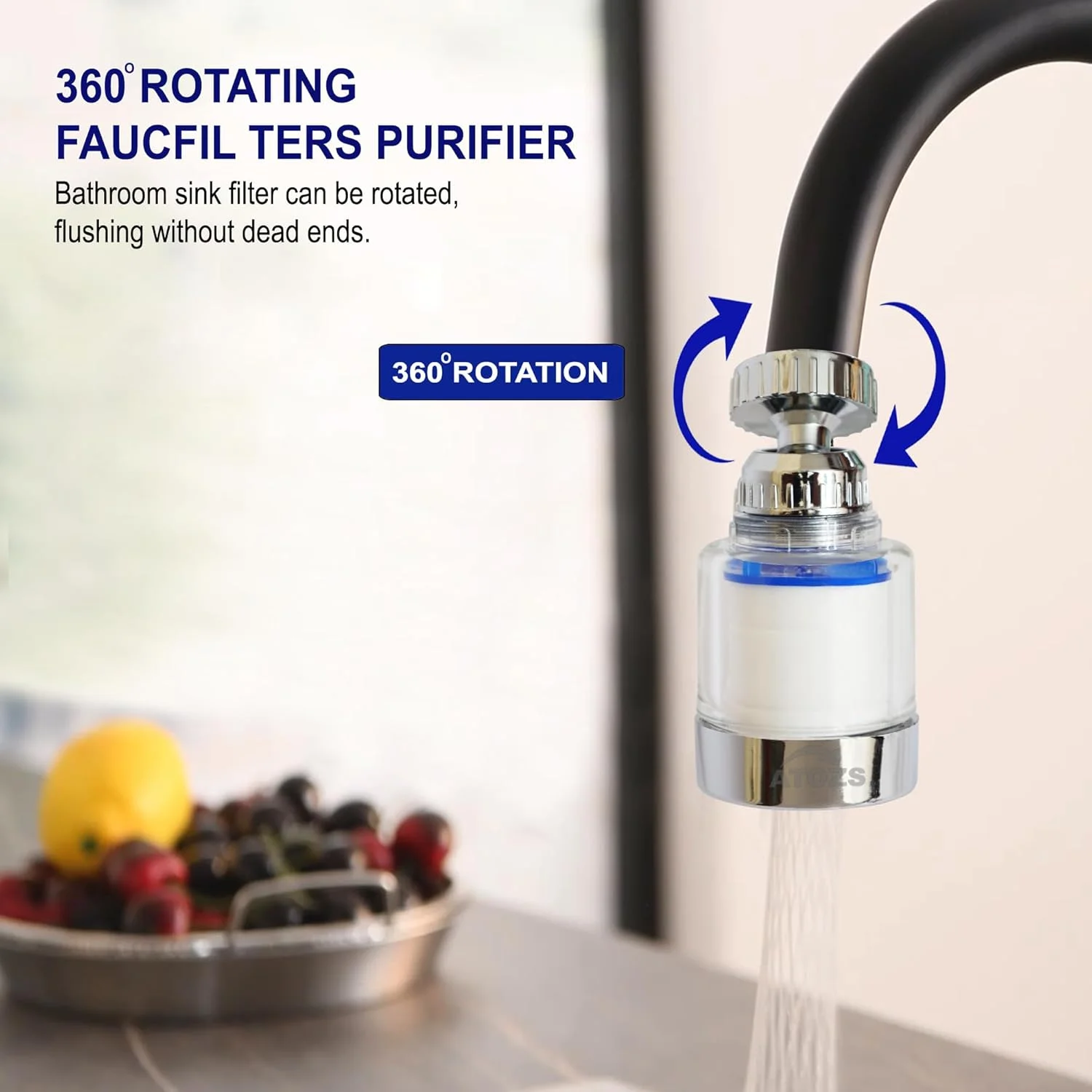 فیلتر آب شیر ظرفشویی ATOZS – تصفیه کننده چرخشی 360 درجه، سیستم فیلتراسیون با راندمان بالا برای آشپزخانه و حمام، حذف کلر و ناخالصی ها، نصب آسان، 20 کارتریج جایگزین فیلتر آب شیر ظرفشویی ATOZS – تصفیه کننده چرخشی 360 درجه، سیستم فیلتراسیون با راندمان بالا برای آشپزخانه و حمام، حذف کلر و ناخالصی ها، نصب آسان، 20 کارتریج جایگزین