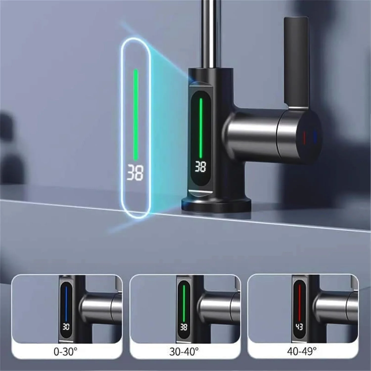 شیر آب حمام Tuwei، شیر آب آبشاری تک دسته با نمایشگر دما، شیر روشویی چرخشی، شیر مخلوط آب گرم و سرد بالابر، مناسب برای آشپزخانه، RV، حمام - مشکی شیر آب حمام Tuwei، شیر آب آبشاری تک دسته با نمایشگر دما، شیر روشویی چرخشی، شیر مخلوط آب گرم و سرد بالابر، مناسب برای آشپزخانه، RV، حمام - مشکی