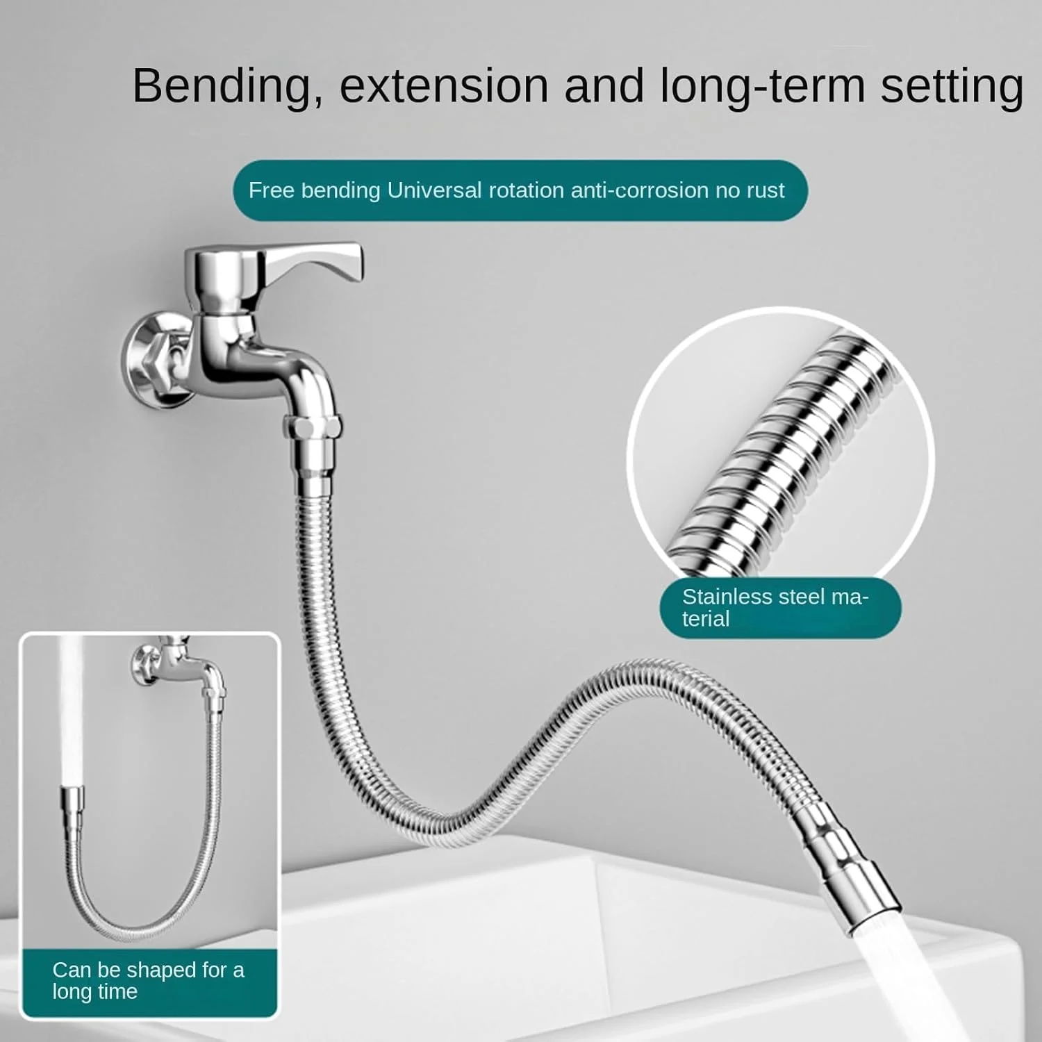 افزایش دهنده شیر آب آشپزخانه با چرخش 360 درجه، مناسب سینک ظرفشویی و حمام، دارای دو حالت صرفه جویی در آب، 1 عدد، طول 30 سانتی متر افزایش دهنده شیر آب آشپزخانه با چرخش 360 درجه، مناسب سینک ظرفشویی و حمام، دارای دو حالت صرفه جویی در آب، 1 عدد، طول 30 سانتی متر