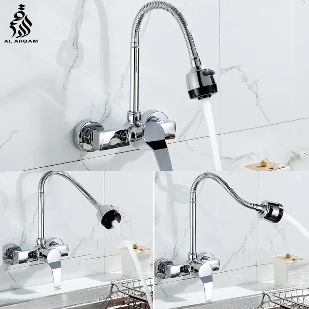 شیر آشپزخانه دیواری AL ARQAM، دارای 2 حالت اسپری، شیر آب گرم و سرد، شیر آشپزخانه 2 سوراخه با خروجی چرخان 360 درجه، شیر سینک تک اهرمی برای آشپزخانه شیر آشپزخانه دیواری AL ARQAM، دارای 2 حالت اسپری، شیر آب گرم و سرد، شیر آشپزخانه 2 سوراخه با خروجی چرخان 360 درجه، شیر سینک تک اهرمی برای آشپزخانه