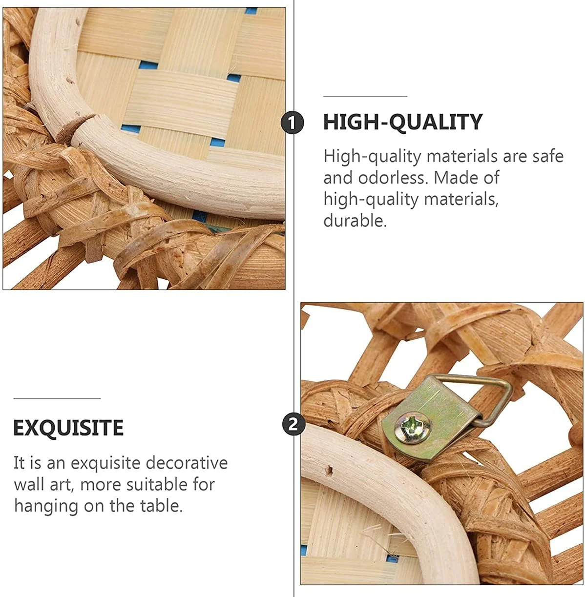 آینه دیواری حصیری KASTWAVE، آینه آویز گرد، آینه خورشیدی دایره ای، دکوراسیون دیواری، آینه آرایش ایکیا به سبک نوردیک