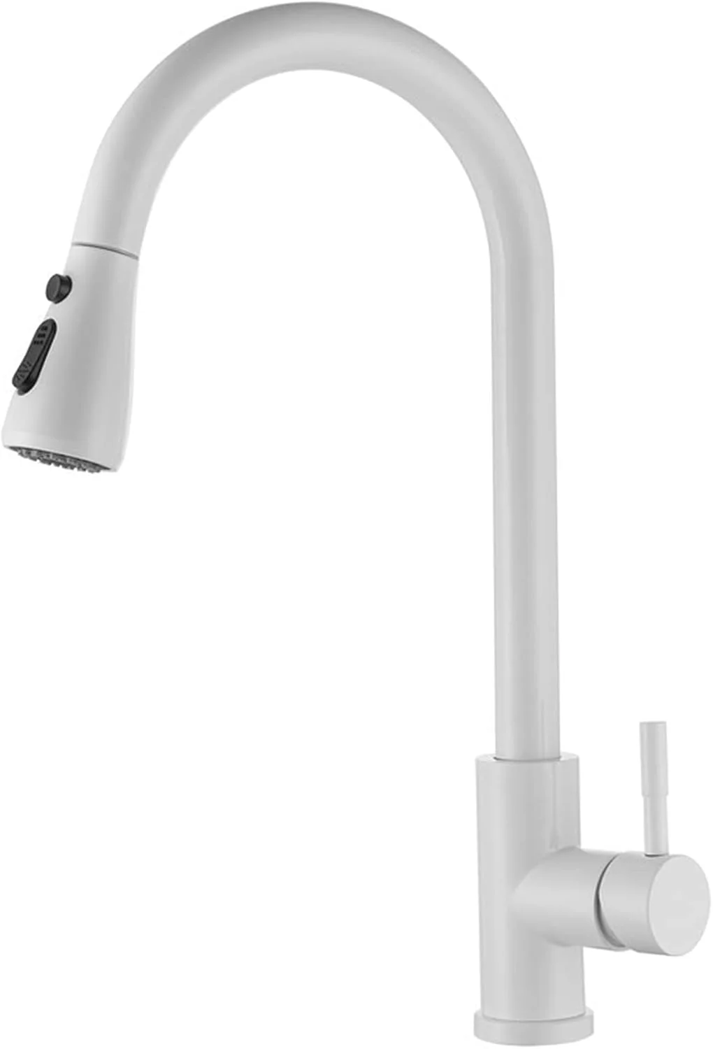 شیر آشپزخانه سفید EGSO با اسپری بیرون کشویی چرخش 360 درجه، شیر سینک قوس دار با اسپری جمع شونده 2 حالته، استیل ضد زنگ