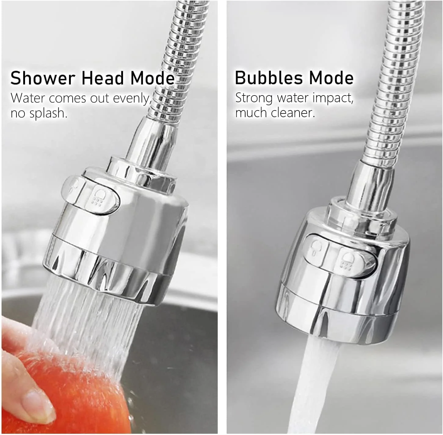 افزایش دهنده شیر آب SYOSI، اتصال اسپری شیر آب، اسپری متحرک شیر آشپزخانه، چرخش 360 درجه ضد پاشش آب صرفه جویی در آب، دوش تقویت کننده، با مجموعه آداپتور جهانی ابزار لوازم جانبی سینک آشپزخانه