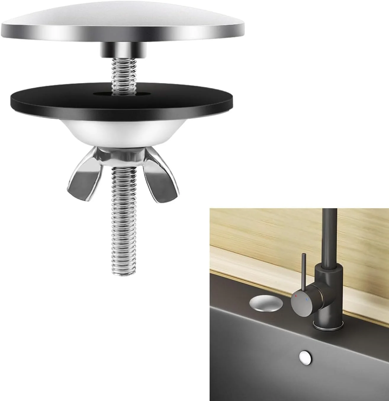 درپوش سوراخ سینک ظرفشویی HBSTUDIO، درپوش سوراخ شیر آب 2 اینچی استیل ضد زنگ، درپوش صفحه سوراخ شیر سینک ظرفشویی، درپوش سوراخ تزئینی مهر و موم شده (نقره ای)، HB402042 درپوش سوراخ سینک ظرفشویی HBSTUDIO، درپوش سوراخ شیر آب 2 اینچی استیل ضد زنگ، درپوش صفحه سوراخ شیر سینک ظرفشویی، درپوش سوراخ تزئینی مهر و موم شده (نقره ای)، HB402042