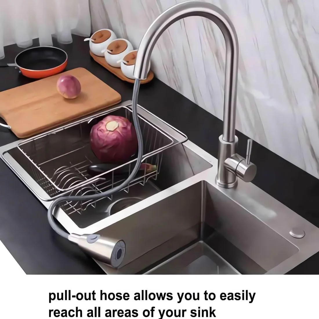 شیر آشپزخانه آزونه، شیر ظرفشویی فنری، شیر آب گرم و سرد سینک آشپزخانه، دارای دو حالت اسپری، شیر تک دستگیره، چرخش 360 درجه (نقره ای)