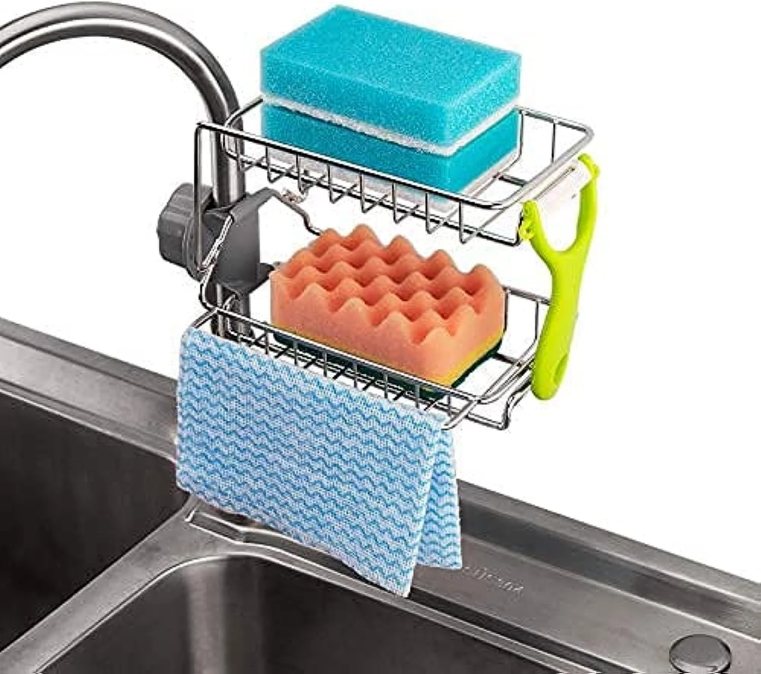 نگهدارنده اسکاچ سینک ظرفشویی استیل ضد زنگ SKEIDO، قفسه دوش، جا صابونی، سازمان دهنده سینک برای حمام یا آشپزخانه نگهدارنده اسکاچ سینک ظرفشویی استیل ضد زنگ SKEIDO، قفسه دوش، جا صابونی، سازمان دهنده سینک برای حمام یا آشپزخانه