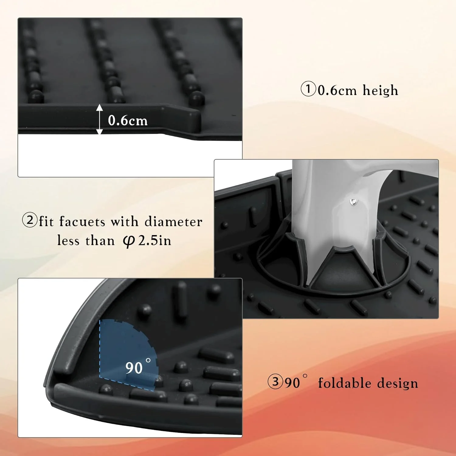 پد سیلیکونی شیر آب KASTWAVE، محافظ پاشش سینک، پد آبگیر شیر آب حمام، پد آبگیر برای محافظت از سطح پیشخوان آشپزخانه و حمام، نگهدارنده لوازم آشپزخانه خشک (مشکی) پد سیلیکونی شیر آب KASTWAVE، محافظ پاشش سینک، پد آبگیر شیر آب حمام، پد آبگیر برای محافظت از سطح پیشخوان آشپزخانه و حمام، نگهدارنده لوازم آشپزخانه خشک (مشکی)