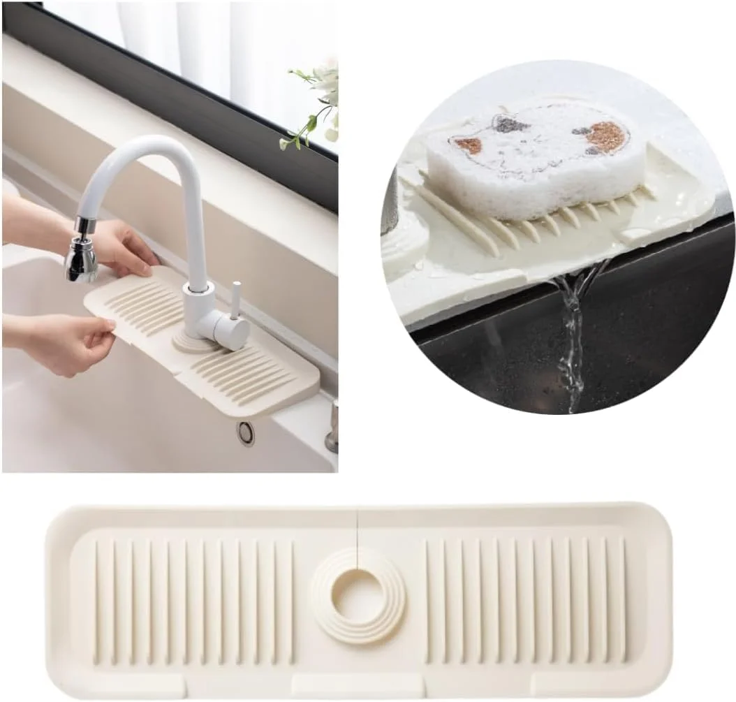 زیرانداز سیلیکونی سینک ظرفشویی، سینی تخلیه آب، پد خشک کن ظروف - پد ضد پاشش شیرآلات - پد جاذب شیرآلات - محافظ سطح سینک - زیرانداز خشک کن برای سینک (سفید، 45x14) زیرانداز سیلیکونی سینک ظرفشویی، سینی تخلیه آب، پد خشک کن ظروف - پد ضد پاشش شیرآلات - پد جاذب شیرآلات - محافظ سطح سینک - زیرانداز خشک کن برای سینک (سفید، 45x14)