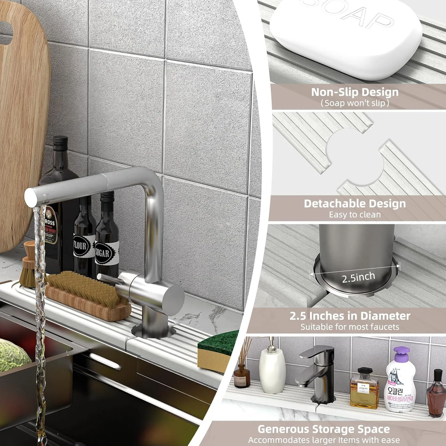 پد جاذب آب شیرآلات آشپزخانه، محافظ سنگی دیاتومیت با قابلیت خشک شدن سریع، محافظ پاشش آب برای پیشخوان و شیرآلات، بادوام و رطوبت گیر پد جاذب آب شیرآلات آشپزخانه، محافظ سنگی دیاتومیت با قابلیت خشک شدن سریع، محافظ پاشش آب برای پیشخوان و شیرآلات، بادوام و رطوبت گیر