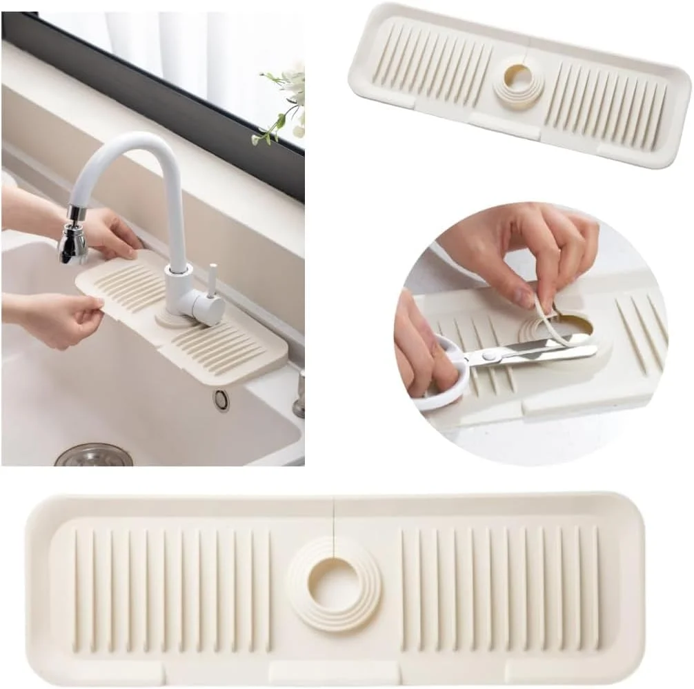 زیرانداز سیلیکونی سینک ظرفشویی، سینی تخلیه آب، پد خشک کن ظروف - پد ضد پاشش شیرآلات - پد جاذب شیرآلات - محافظ سطح سینک - زیرانداز خشک کن برای سینک (سفید، 45x14) زیرانداز سیلیکونی سینک ظرفشویی، سینی تخلیه آب، پد خشک کن ظروف - پد ضد پاشش شیرآلات - پد جاذب شیرآلات - محافظ سطح سینک - زیرانداز خشک کن برای سینک (سفید، 45x14)