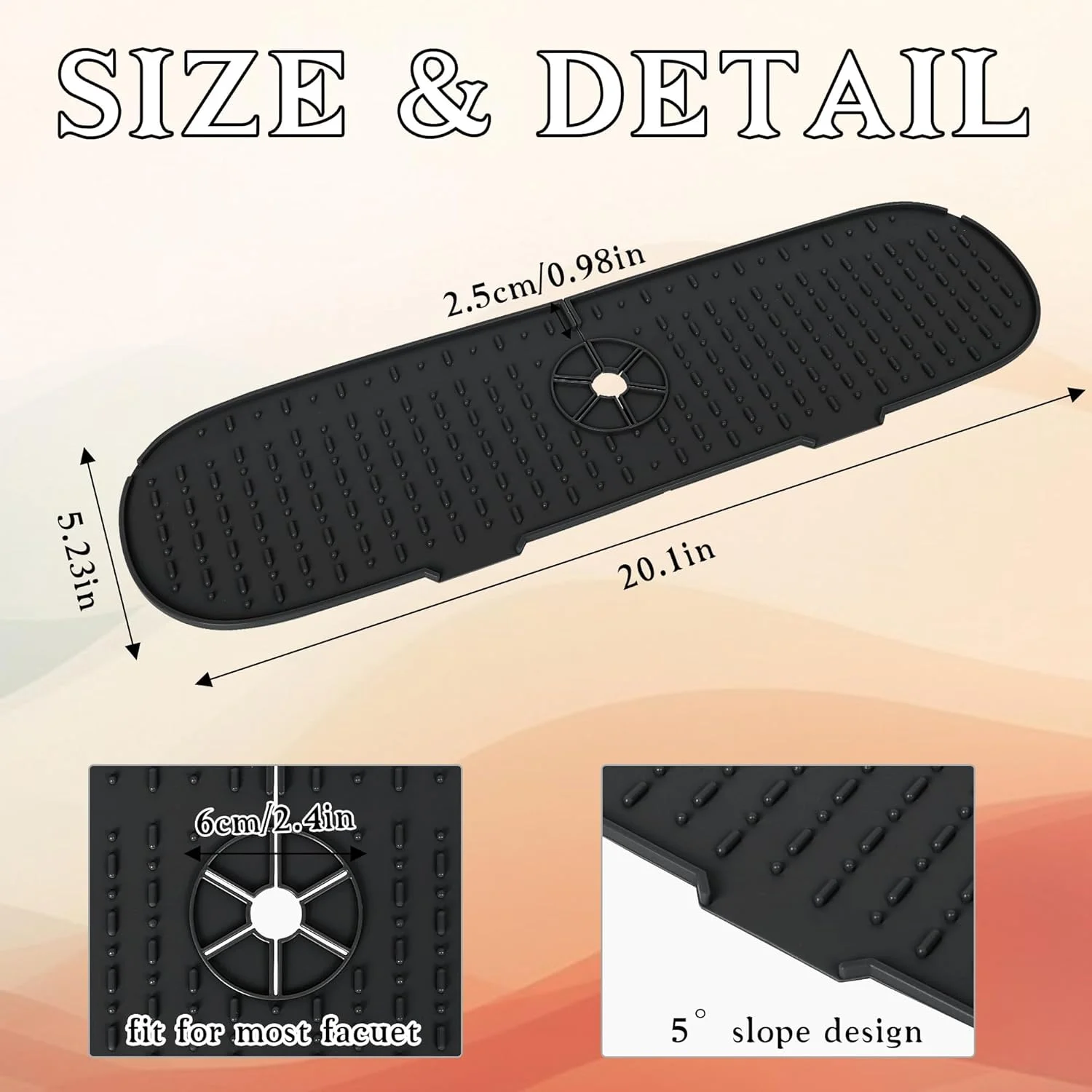 پد سیلیکونی شیر آب KASTWAVE، محافظ پاشش سینک، پد آبگیر شیر آب حمام، پد آبگیر برای محافظت از سطح پیشخوان آشپزخانه و حمام، نگهدارنده لوازم آشپزخانه خشک (مشکی) پد سیلیکونی شیر آب KASTWAVE، محافظ پاشش سینک، پد آبگیر شیر آب حمام، پد آبگیر برای محافظت از سطح پیشخوان آشپزخانه و حمام، نگهدارنده لوازم آشپزخانه خشک (مشکی)