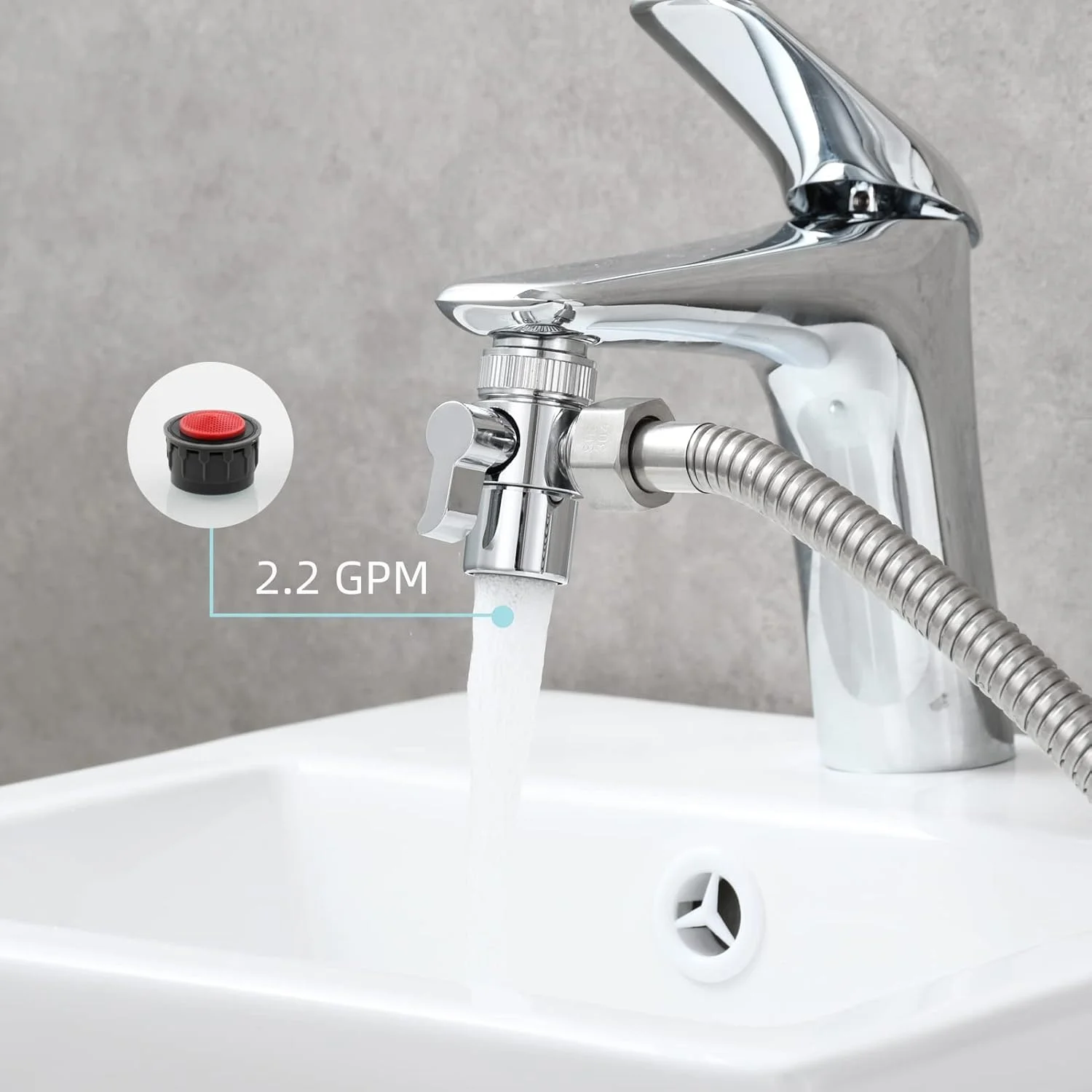 شیر انحرافی برنجی Tecmolog برای شیر سینک آشپزخانه یا شیر روشویی حمام، قطعه تعویضی شیر M22 X M24، SBA021