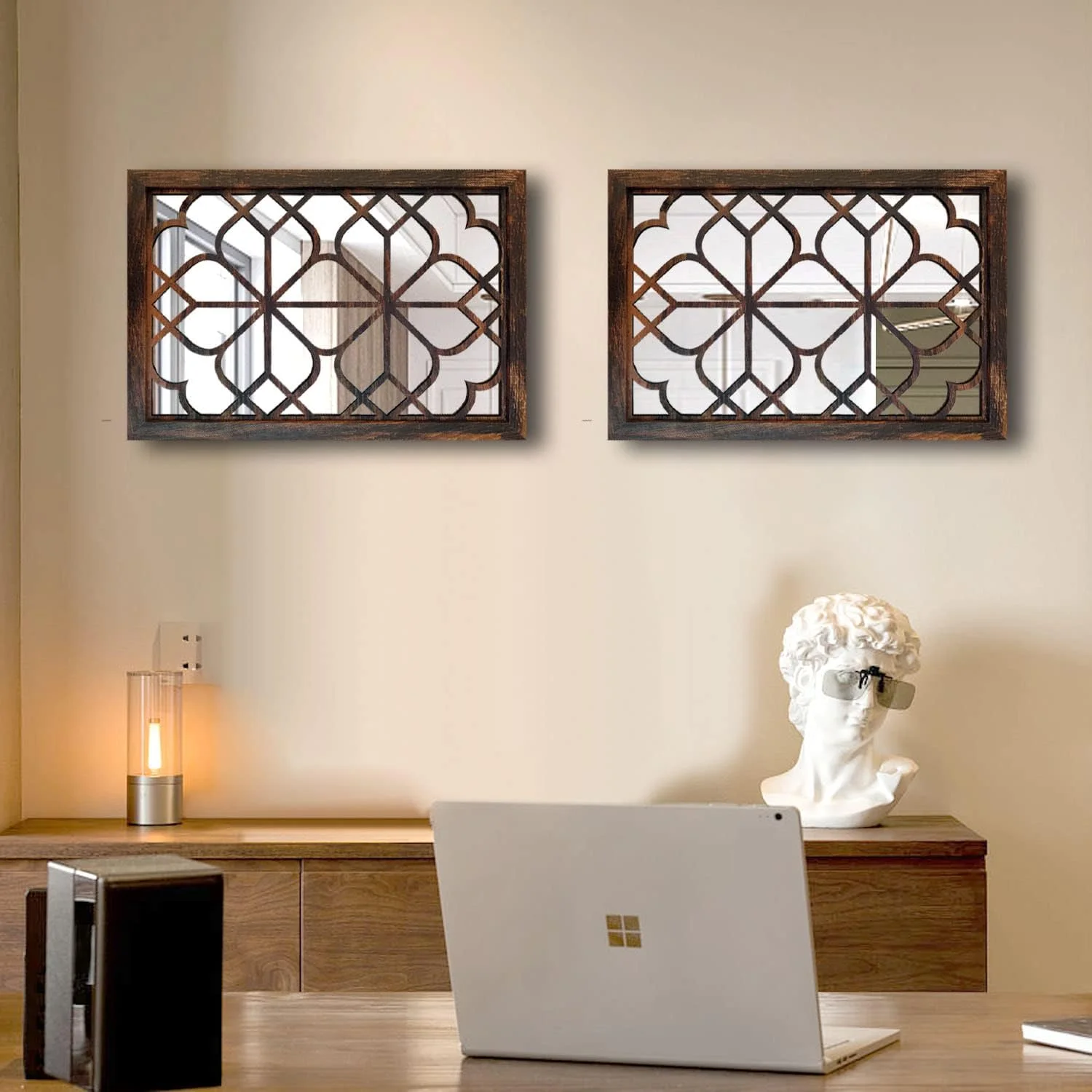 ست 2 عددی آینه دیواری مستطیلی Wocred، آینه تزئینی روستایی و جذاب، آینه ورودی رنگ کاراملی برای بازسازی حمام، اتاق خواب، اتاق نشیمن و موارد دیگر (28x38 سانتی متر) ست 2 عددی آینه دیواری مستطیلی Wocred، آینه تزئینی روستایی و جذاب، آینه ورودی رنگ کاراملی برای بازسازی حمام، اتاق خواب، اتاق نشیمن و موارد دیگر (28x38 سانتی متر)