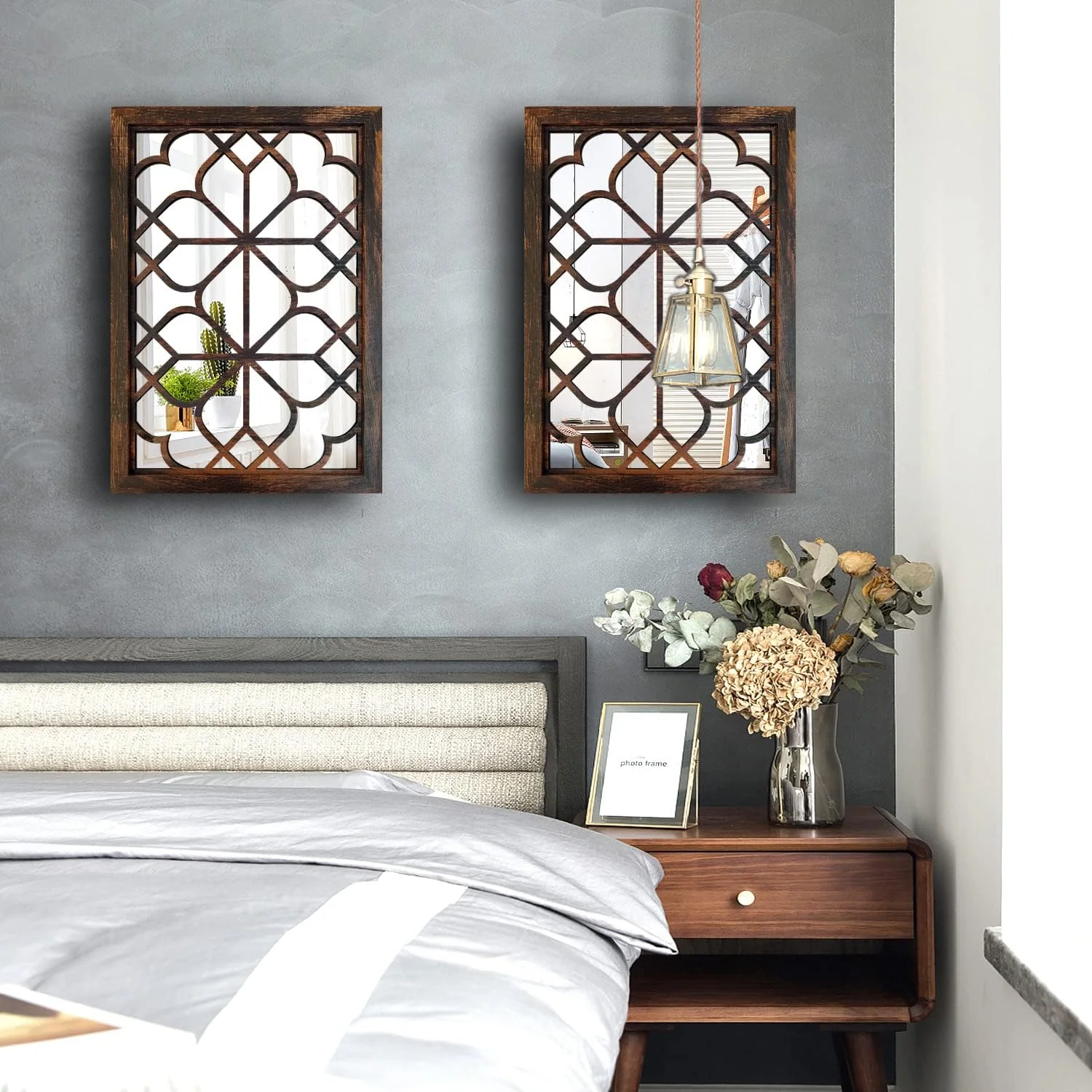 ست 2 عددی آینه دیواری مستطیلی Wocred، آینه تزئینی روستایی و جذاب، آینه ورودی رنگ کاراملی برای بازسازی حمام، اتاق خواب، اتاق نشیمن و موارد دیگر (28x38 سانتی متر) ست 2 عددی آینه دیواری مستطیلی Wocred، آینه تزئینی روستایی و جذاب، آینه ورودی رنگ کاراملی برای بازسازی حمام، اتاق خواب، اتاق نشیمن و موارد دیگر (28x38 سانتی متر)