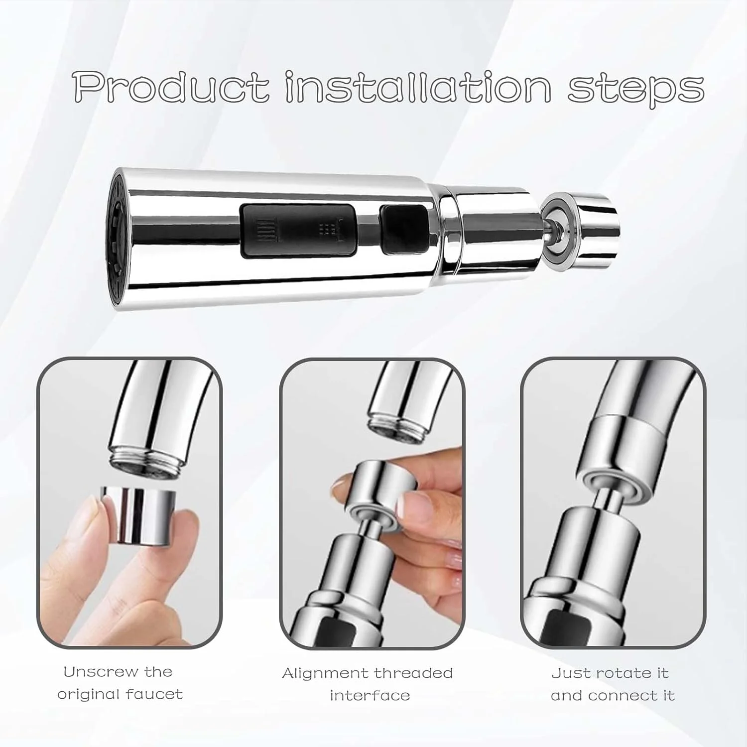 سردوش شیر آشپزخانه TERRIFI، چرخش 360 درجه، افزایش طول شیر، پخش کننده سر شیر جایگزین، اتصال شیر FM22 M24 سینک آشپزخانه، 3 حالت ضد پاشش (نقره ای) سردوش شیر آشپزخانه TERRIFI، چرخش 360 درجه، افزایش طول شیر، پخش کننده سر شیر جایگزین، اتصال شیر FM22 M24 سینک آشپزخانه، 3 حالت ضد پاشش (نقره ای)