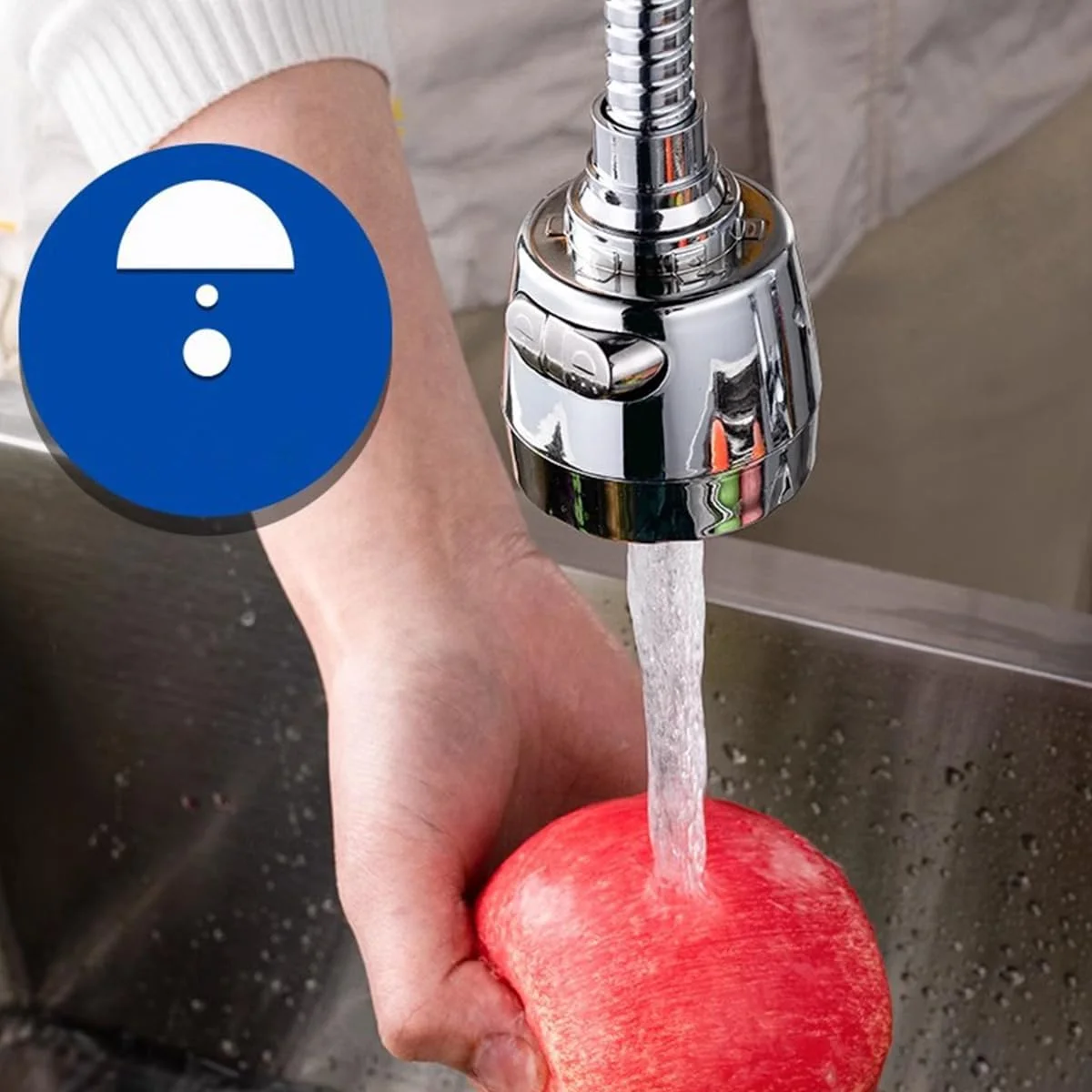 سر دوش چرخشی 360 درجه شیر آشپزخانه ECVV، آداپتور دو حالته صرفه جویی در آب، سر اسپری شیر سینک توسعه دهنده حمام، نازل فیلتر ضد پاشش، 22mm/24mm سر دوش چرخشی 360 درجه شیر آشپزخانه ECVV، آداپتور دو حالته صرفه جویی در آب، سر اسپری شیر سینک توسعه دهنده حمام، نازل فیلتر ضد پاشش، 22mm/24mm