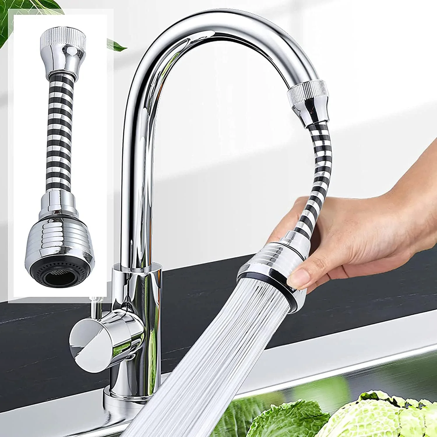 سر دوش شیر سینک KASTWAVE، سر متحرک شیر آشپزخانه، سر دوش شیر ضد پاشش 360 درجه، اتصال نازل برای سینک آشپزخانه سر دوش شیر سینک KASTWAVE، سر متحرک شیر آشپزخانه، سر دوش شیر ضد پاشش 360 درجه، اتصال نازل برای سینک آشپزخانه