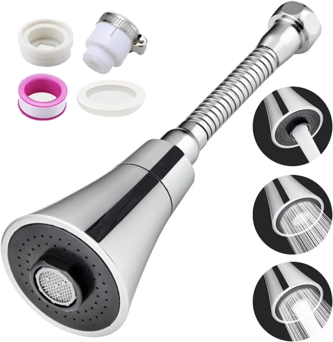 سردوش چرخشی 360 درجه شیر آب ECVV، دارای 3 حالت، پخش کننده آب شیر آشپزخانه، فیلتر ضد پاشش، افزایش دهنده طول شیر آب متحرک، صرفه جویی در مصرف آب مناسب آشپزخانه/حمام سردوش چرخشی 360 درجه شیر آب ECVV، دارای 3 حالت، پخش کننده آب شیر آشپزخانه، فیلتر ضد پاشش، افزایش دهنده طول شیر آب متحرک، صرفه جویی در مصرف آب مناسب آشپزخانه/حمام