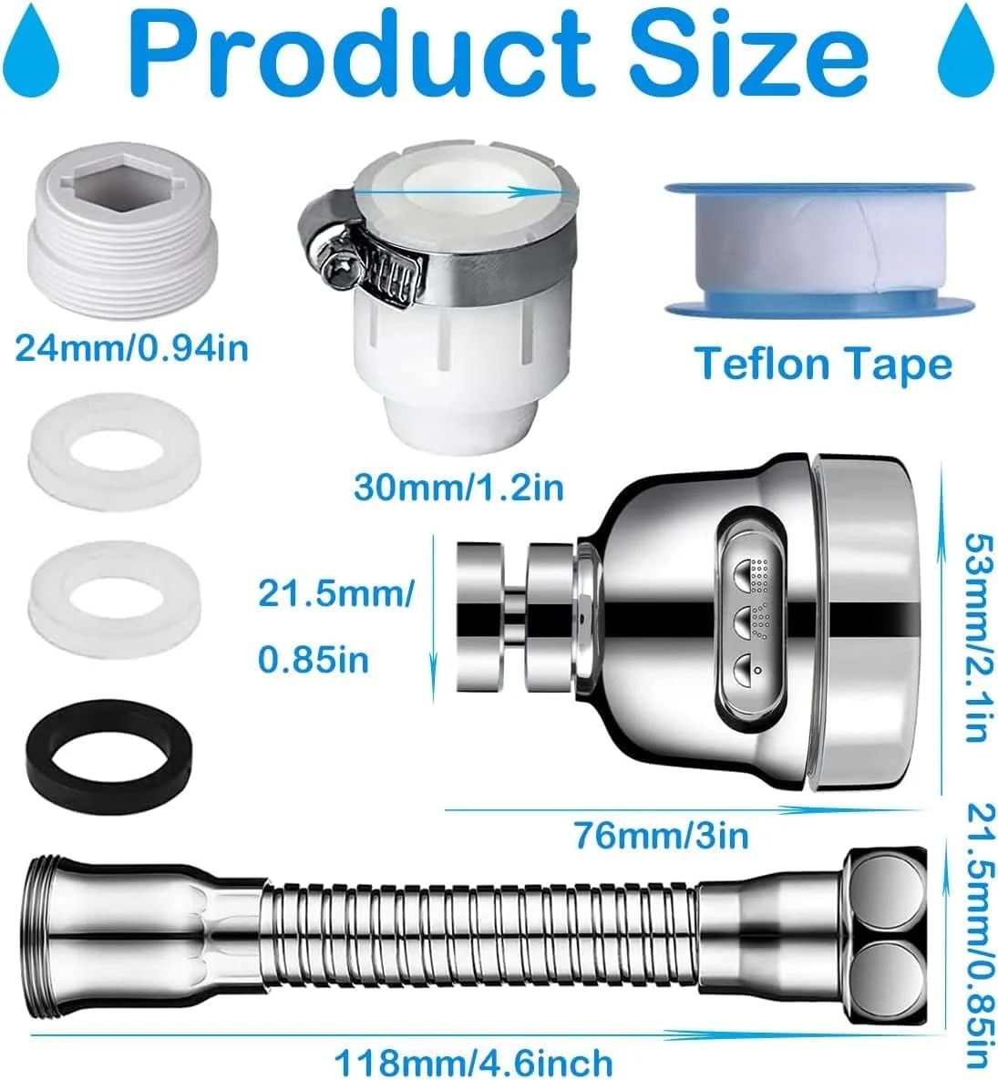 سردوش شیر آشپزخانه Amzuia - سر شیر ضد پاشش 360 درجه چرخان با 3 حالت اسپری، آداپتور جهانی برای سینک آشپزخانه، افزایش دهنده شیر آب صرفه جویی در آب سردوش شیر آشپزخانه Amzuia - سر شیر ضد پاشش 360 درجه چرخان با 3 حالت اسپری، آداپتور جهانی برای سینک آشپزخانه، افزایش دهنده شیر آب صرفه جویی در آب