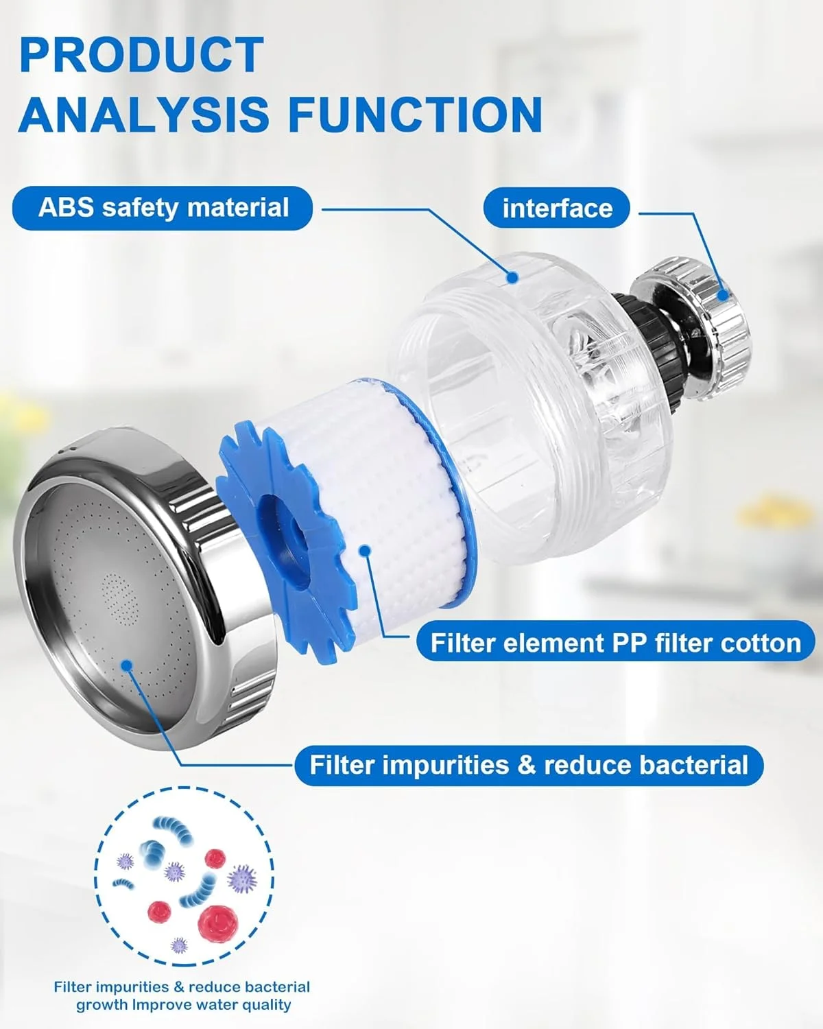 فیلتر آب شیر سینک SLEEPHEAD®، بسته 9 عددی، فیلتر آب شیر سینک با لوله افزایش طول، فیلتر آب شیر آشپزخانه با چرخش 360 درجه، نرم کننده آب سخت با 5 فیلتر جایگزین فیلتر آب شیر سینک SLEEPHEAD®، بسته 9 عددی، فیلتر آب شیر سینک با لوله افزایش طول، فیلتر آب شیر آشپزخانه با چرخش 360 درجه، نرم کننده آب سخت با 5 فیلتر جایگزین