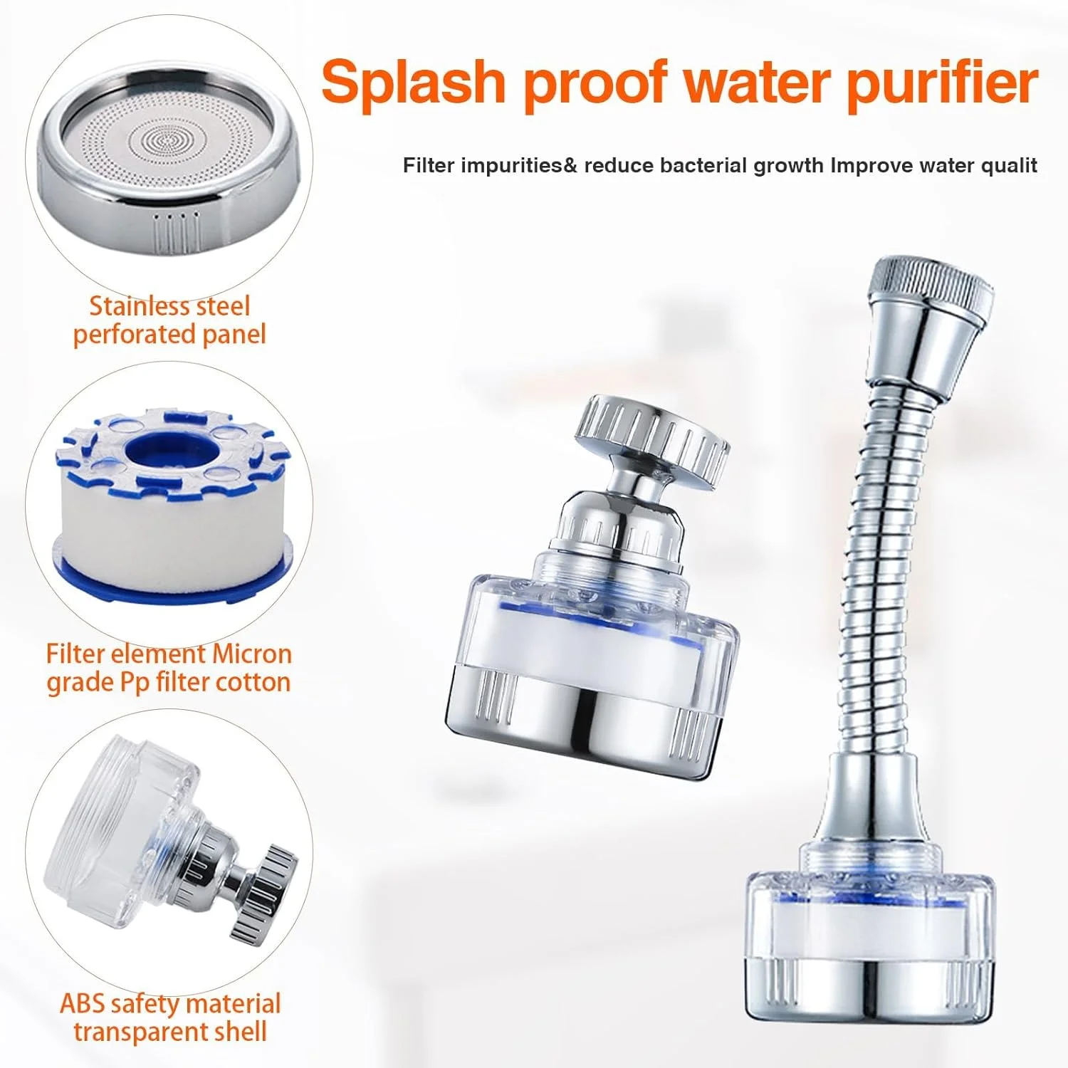 فیلتر آب شیر سینک SLEEPHEAD®، بسته 9 عددی، فیلتر آب شیر سینک با لوله افزایش طول، فیلتر آب شیر آشپزخانه با چرخش 360 درجه، نرم کننده آب سخت با 5 فیلتر جایگزین فیلتر آب شیر سینک SLEEPHEAD®، بسته 9 عددی، فیلتر آب شیر سینک با لوله افزایش طول، فیلتر آب شیر آشپزخانه با چرخش 360 درجه، نرم کننده آب سخت با 5 فیلتر جایگزین