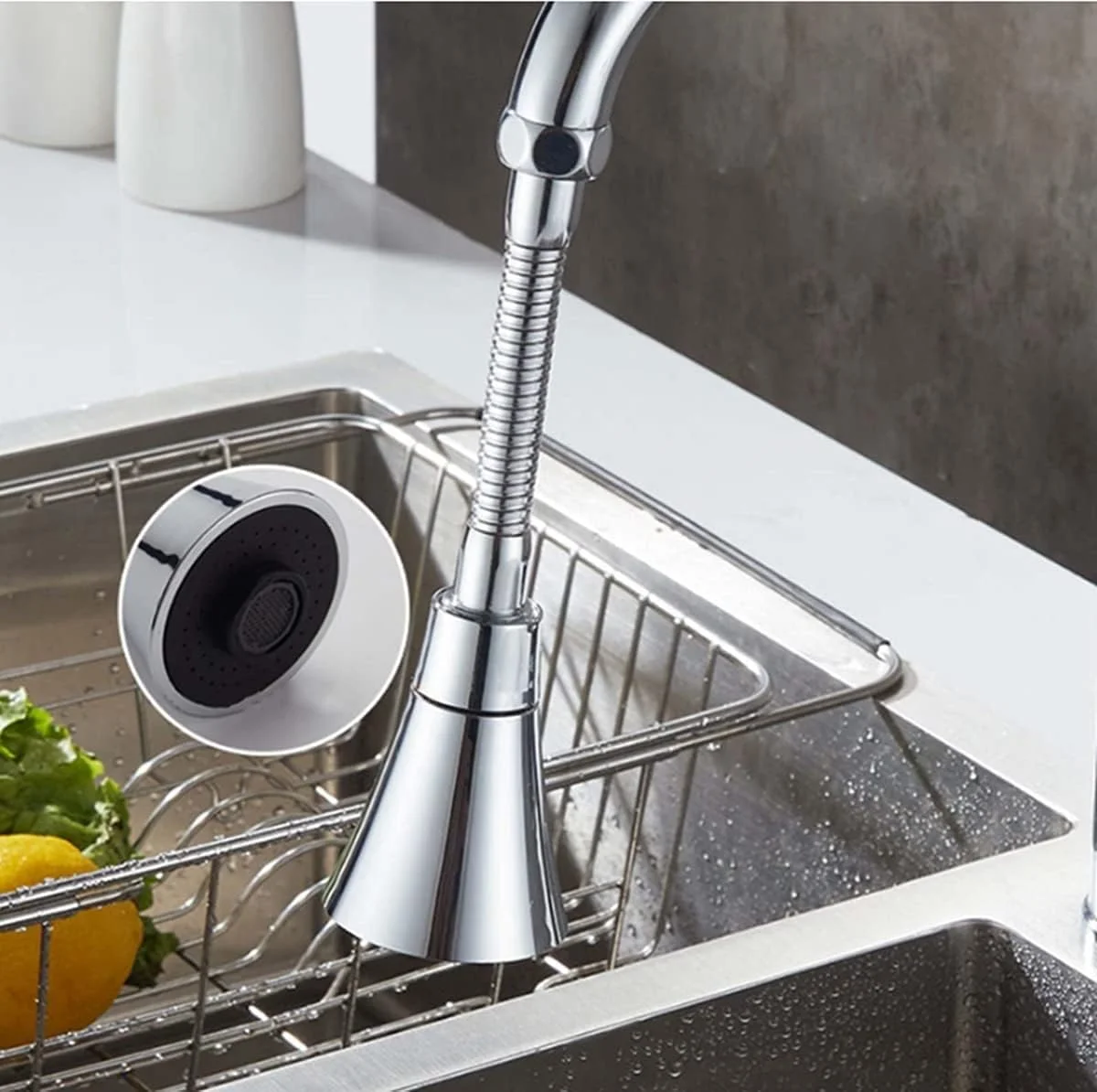 سردوش چرخشی 360 درجه شیر آب ECVV، دارای 3 حالت، پخش کننده آب شیر آشپزخانه، فیلتر ضد پاشش، افزایش دهنده طول شیر آب متحرک، صرفه جویی در مصرف آب مناسب آشپزخانه/حمام سردوش چرخشی 360 درجه شیر آب ECVV، دارای 3 حالت، پخش کننده آب شیر آشپزخانه، فیلتر ضد پاشش، افزایش دهنده طول شیر آب متحرک، صرفه جویی در مصرف آب مناسب آشپزخانه/حمام