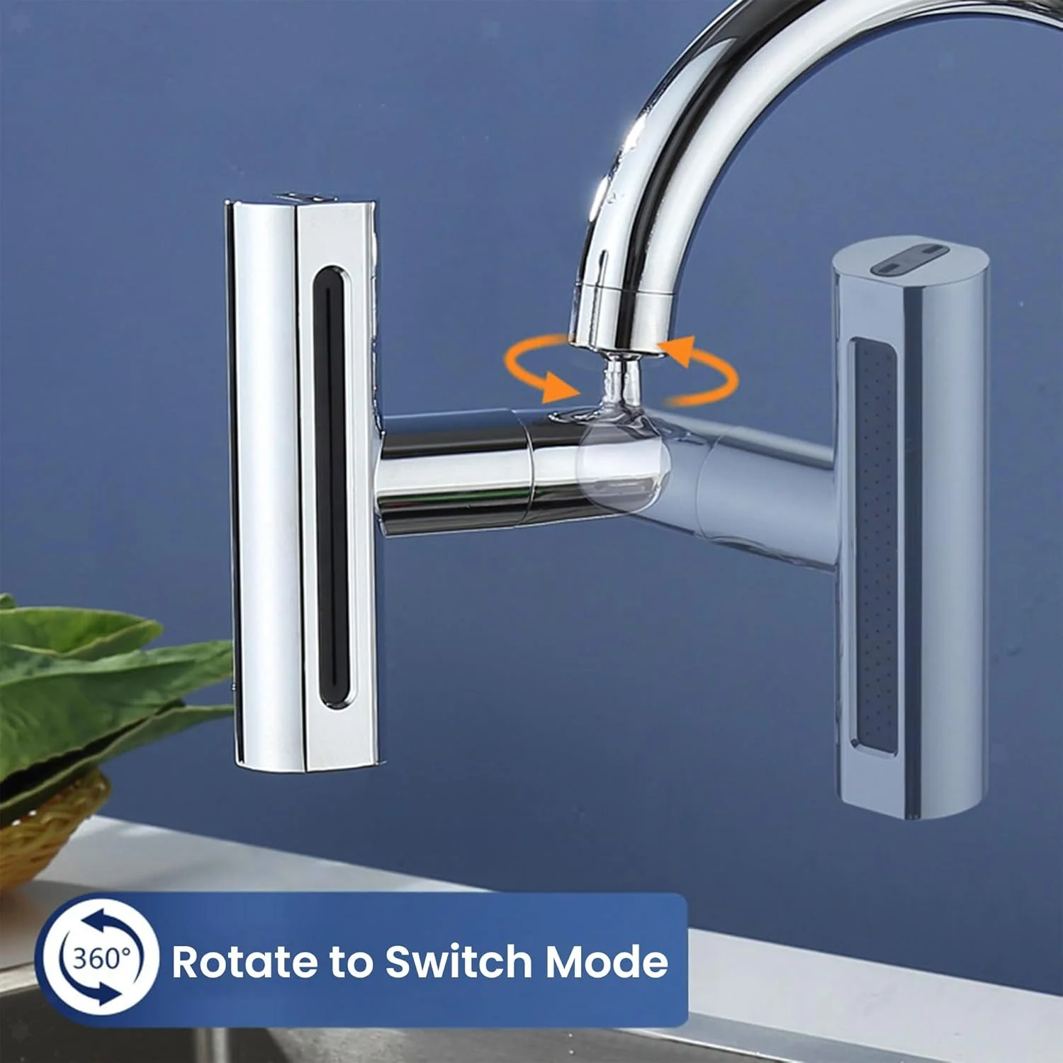 افزودنی شیر سینک 4 در 1 YDENFOU - سر شیر آب ضد پاشش با قابلیت چرخش 360 درجه با حالت های قابل تنظیم آب، اتصال دهنده هواکش سینک آشپزخانه جهانی