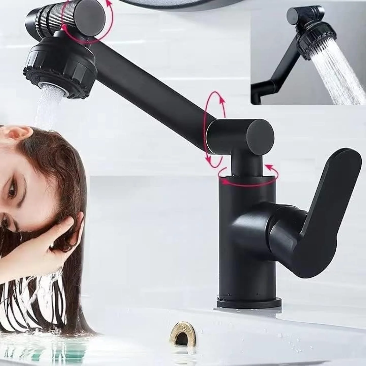 شیر آب گردان آزونه 1080، شیر سینک گردان، شیرآلات حمام گردان، دارای 2 حالت فیلتر پاشش، اتصال اسپری چرخشی 360 درجه آشپزخانه و حمام، بازوی رباتیک چند منظوره (مشکی) شیر آب گردان آزونه 1080، شیر سینک گردان، شیرآلات حمام گردان، دارای 2 حالت فیلتر پاشش، اتصال اسپری چرخشی 360 درجه آشپزخانه و حمام، بازوی رباتیک چند منظوره (مشکی)