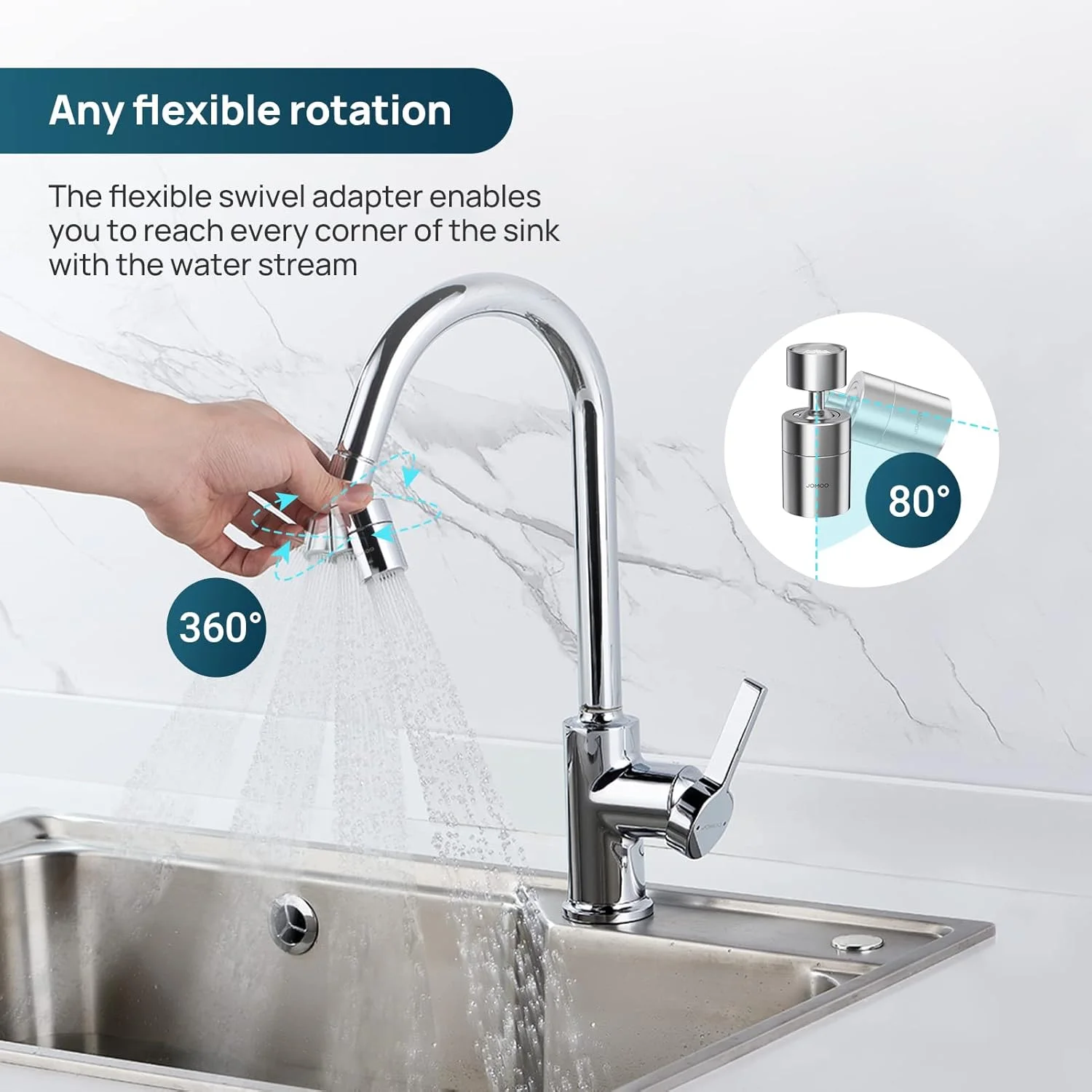 سردوش کاهنده مصرف آب JOMOO، چرخش 360 درجه، ضد پاشش آب، مناسب سینک آشپزخانه، دارای دو حالت جریان آب، مناسب سینک حمام، کروم سردوش کاهنده مصرف آب JOMOO، چرخش 360 درجه، ضد پاشش آب، مناسب سینک آشپزخانه، دارای دو حالت جریان آب، مناسب سینک حمام، کروم