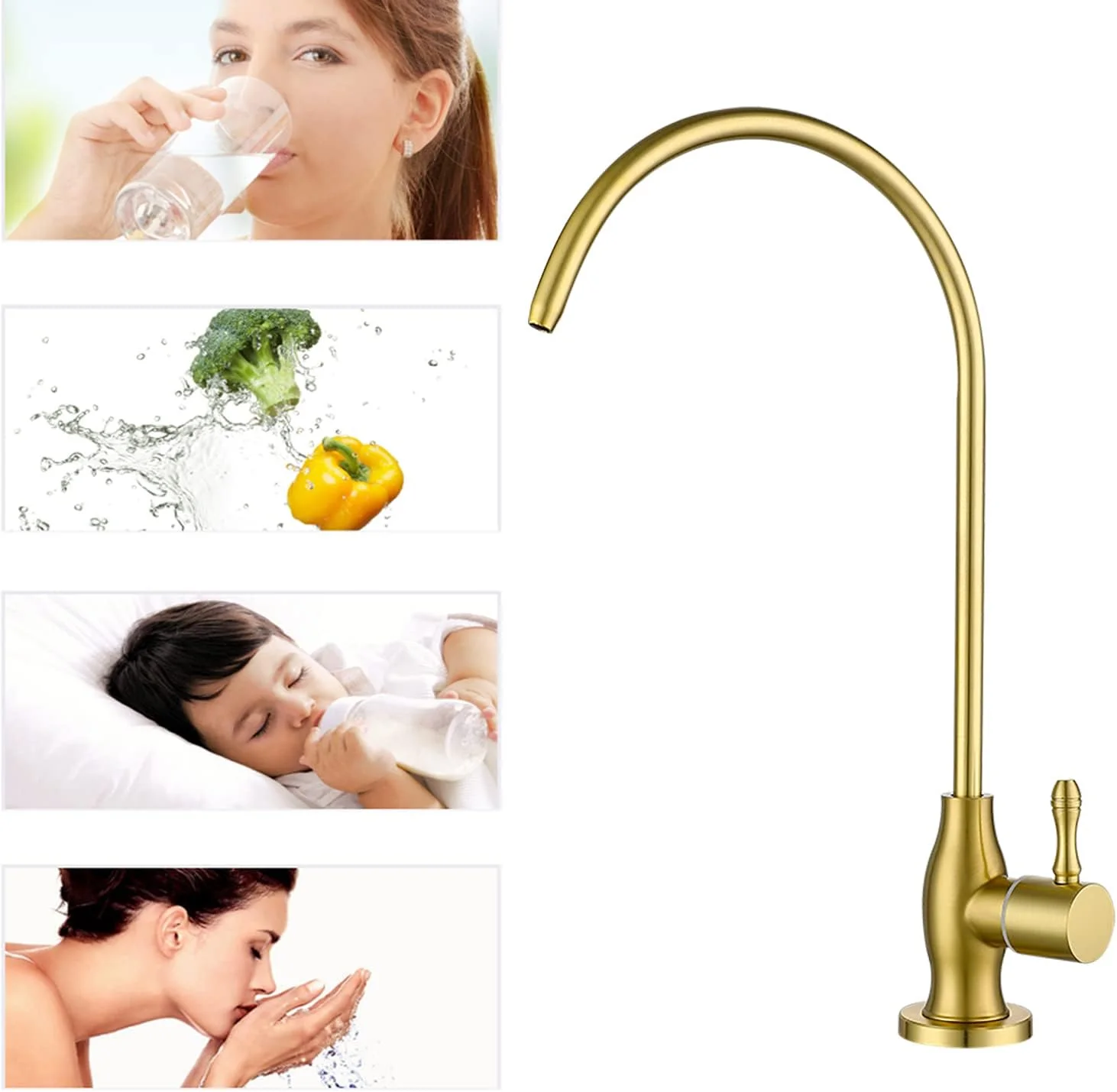 GULICA Drinking Water Purifier Faucet, Commercial Water Filtration Faucet for Under Sink Water Filter System Kitchen Bar Sink Drinking Water Faucet, Drinking Water Dispenser Brushed Gold GULICA Drinking Water Purifier Faucet, Commercial Water Filtration Faucet for Under Sink Water Filter System Kitchen Bar Sink Drinking Water Faucet, Drinking Water Dispenser Brushed Gold