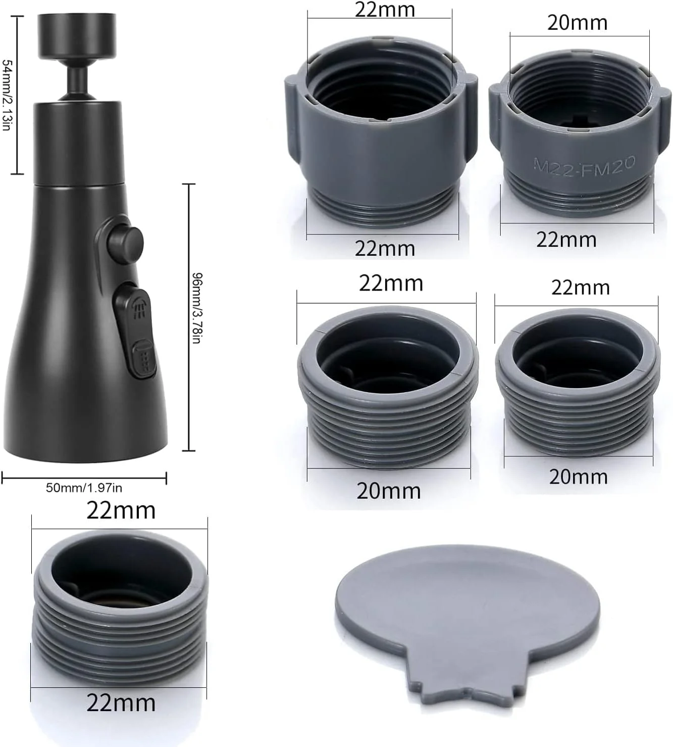 سَری شیر آب آشپزخانه با قابلیت چرخش 360 درجه، شیر سینک آشپزخانه با 3 حالت مختلف پاشش آب، مناسب برای حمام (مشکی) سَری شیر آب آشپزخانه با قابلیت چرخش 360 درجه، شیر سینک آشپزخانه با 3 حالت مختلف پاشش آب، مناسب برای حمام (مشکی)