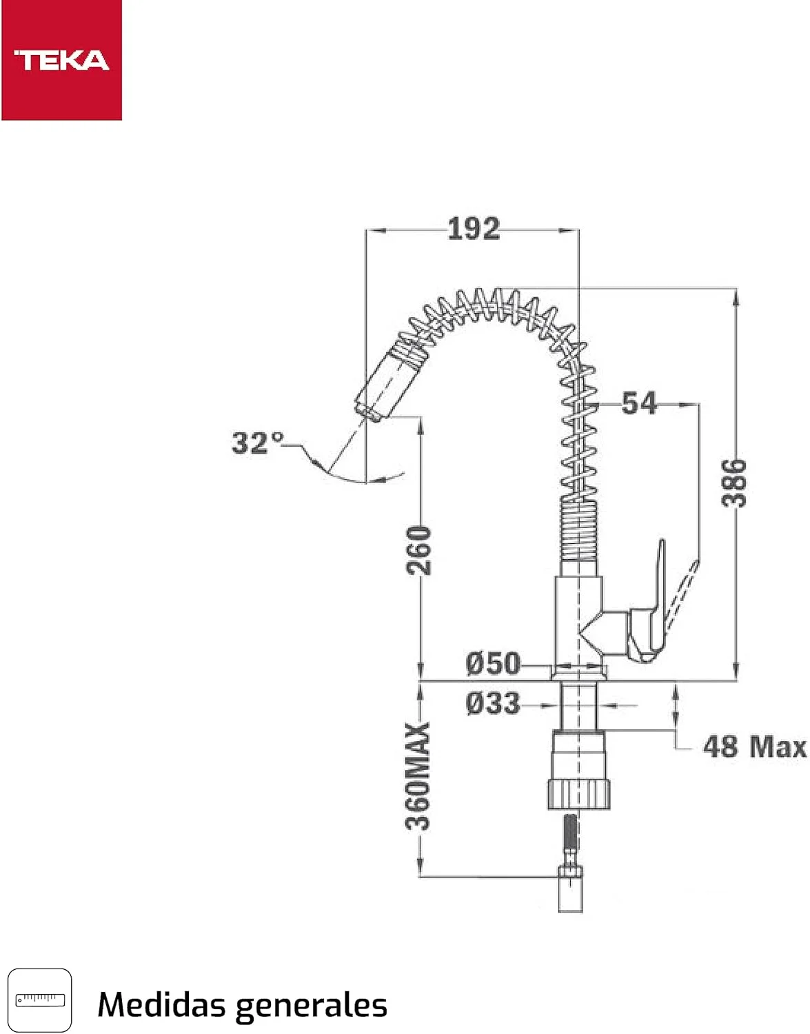 شیر آشپزخانه نیمه حرفه ای TEKA IN 934 با علم انعطاف پذیر، روکش کروم 539341200 شیر آشپزخانه نیمه حرفه ای TEKA IN 934 با علم انعطاف پذیر، روکش کروم 539341200