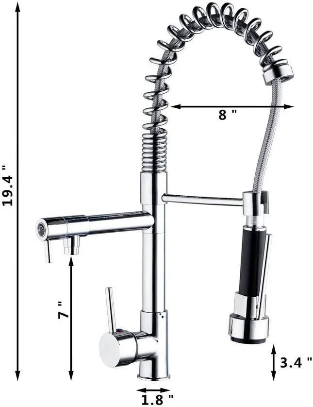 شیرآلات ظرفشویی Yutfaucet با قابلیت بیرون کشیدن، چرخش 360 درجه، دارای دو حالت خروجی آب، اهرم تنظیم آب سرد و گرم، مناسب برای سینک ظرفشویی استیل