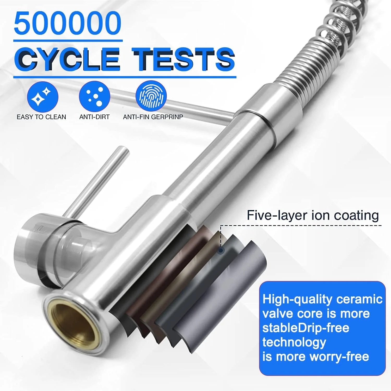 شیر آشپزخانه فنری مُدِ هوم با آبپاش متحرک، اهرمی تکی، چرخش 360 درجه، استیل ضد زنگ مدرن مناسب سینک ظرفشویی تک حفره شیر آشپزخانه فنری مُدِ هوم با آبپاش متحرک، اهرمی تکی، چرخش 360 درجه، استیل ضد زنگ مدرن مناسب سینک ظرفشویی تک حفره