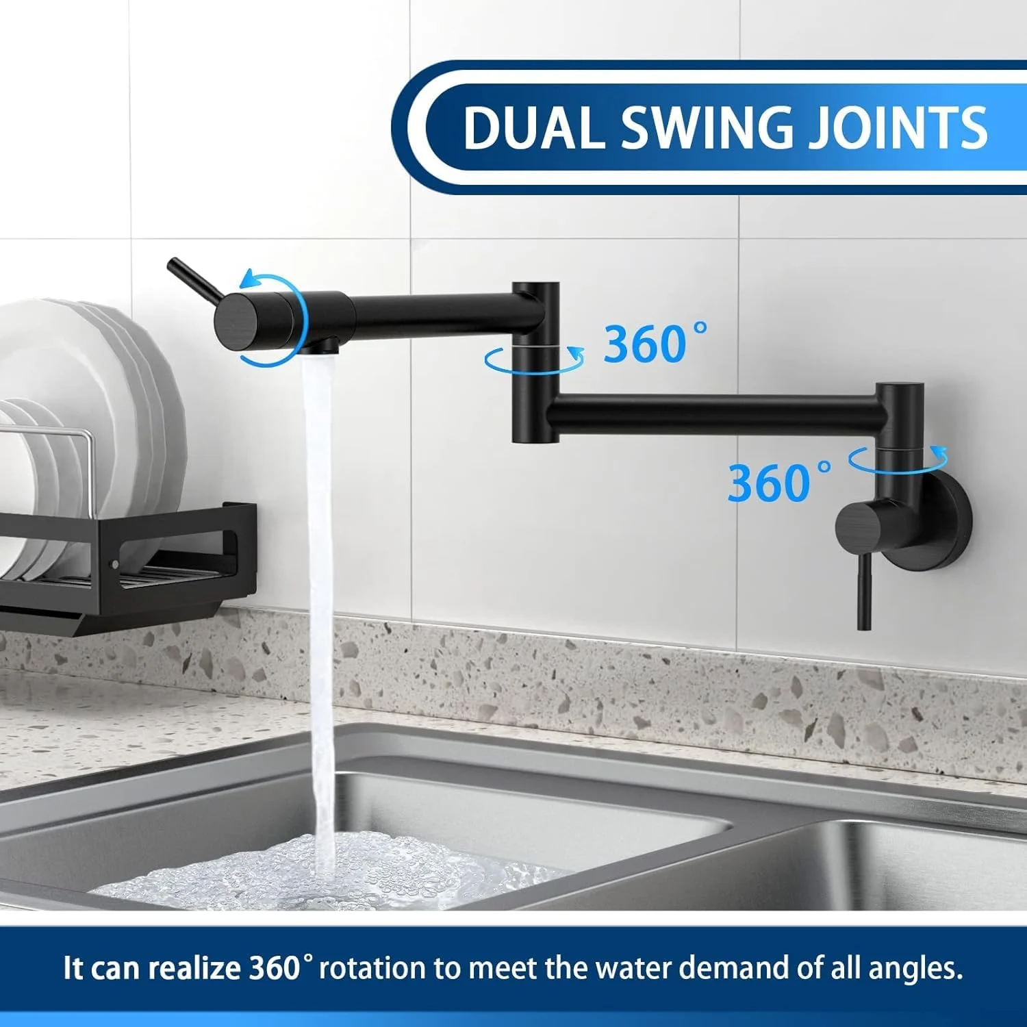 شیر پرکن قابلمه مشکی Cooltens، شیرآلات پرکن قابلمه سینک آشپزخانه، شیر پرکن قابلمه دیواری، شیر تاشو آشپزخانه، شیر بالای اجاق گاز استیل 304 با بازوی چرخشی دو مفصلی قابل انعطاف شیر پرکن قابلمه مشکی Cooltens، شیرآلات پرکن قابلمه سینک آشپزخانه، شیر پرکن قابلمه دیواری، شیر تاشو آشپزخانه، شیر بالای اجاق گاز استیل 304 با بازوی چرخشی دو مفصلی قابل انعطاف