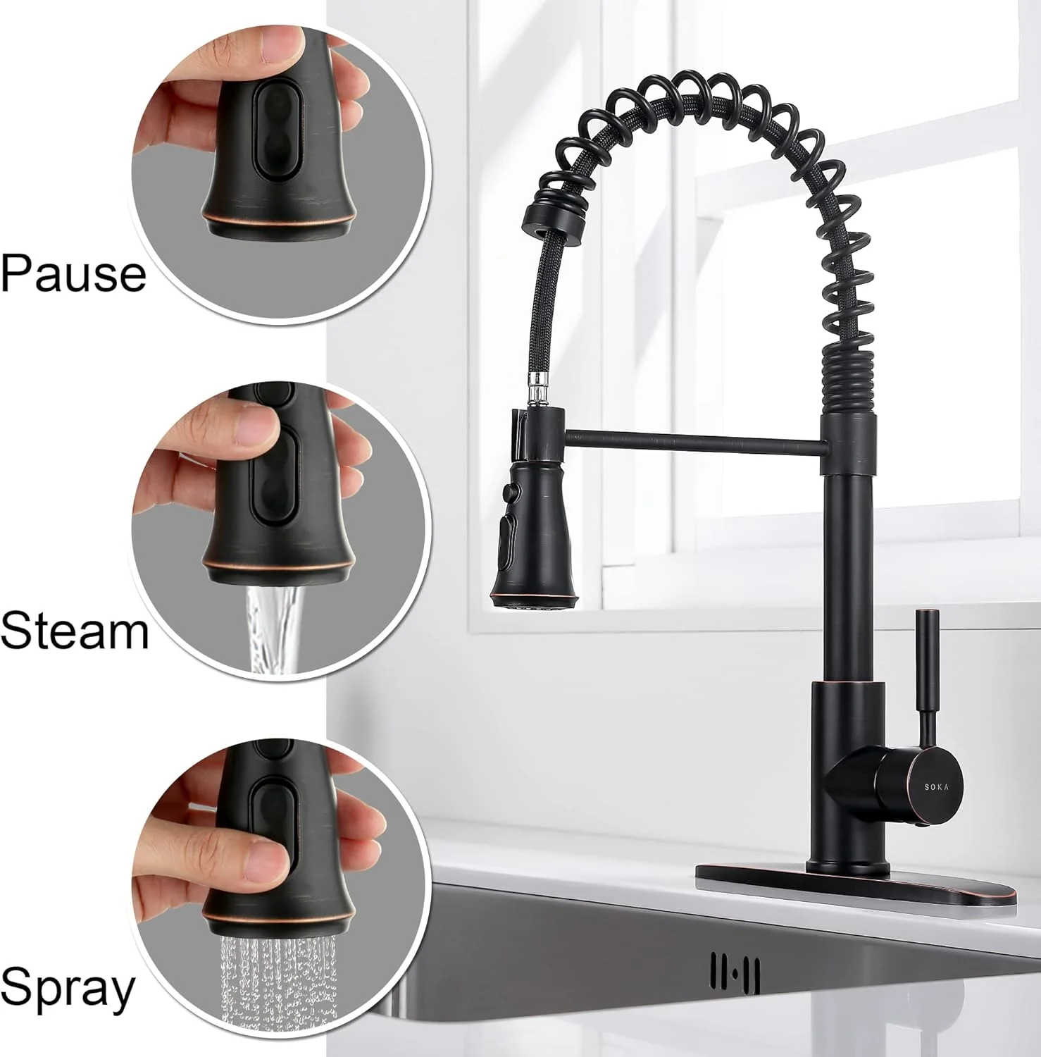 شیر آشپزخانه SOKA، برنزی روغنی، شیر سینک آشپزخانه تجاری با اسپری کشویی، شیر آشپزخانه برنزی با صفحه عرشه، تک دسته، شیر آشپزخانه مدرن RV، شیر لباسشویی 3 حالته شیر آشپزخانه SOKA، برنزی روغنی، شیر سینک آشپزخانه تجاری با اسپری کشویی، شیر آشپزخانه برنزی با صفحه عرشه، تک دسته، شیر آشپزخانه مدرن RV، شیر لباسشویی 3 حالته