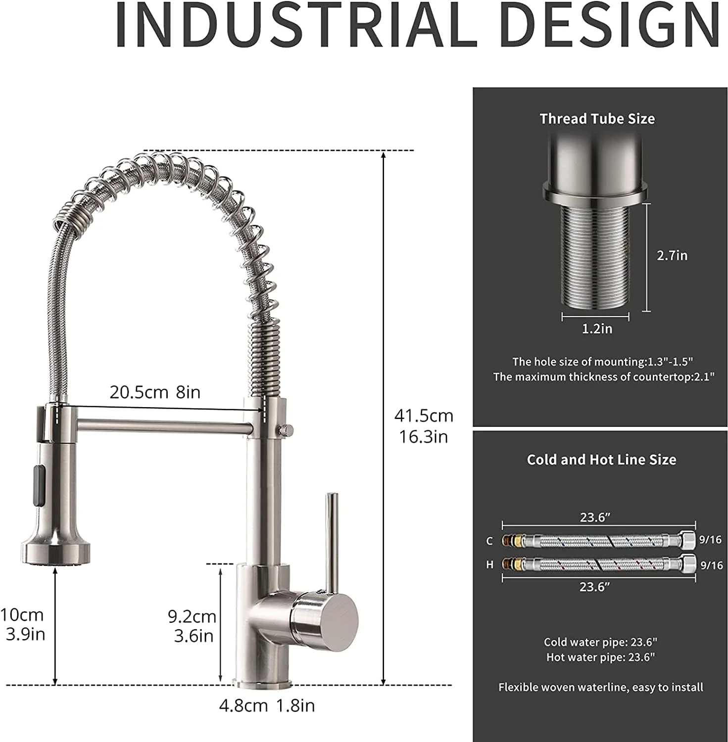 شیر آشپزخانه نیکل برس خورده SKADE، شیر آشپزخانه استیل ضد زنگ مدرن تک دسته با اسپری، شیر سینک آشپزخانه تجاری (1، نقره ای) شیر آشپزخانه نیکل برس خورده SKADE، شیر آشپزخانه استیل ضد زنگ مدرن تک دسته با اسپری، شیر سینک آشپزخانه تجاری (1، نقره ای)